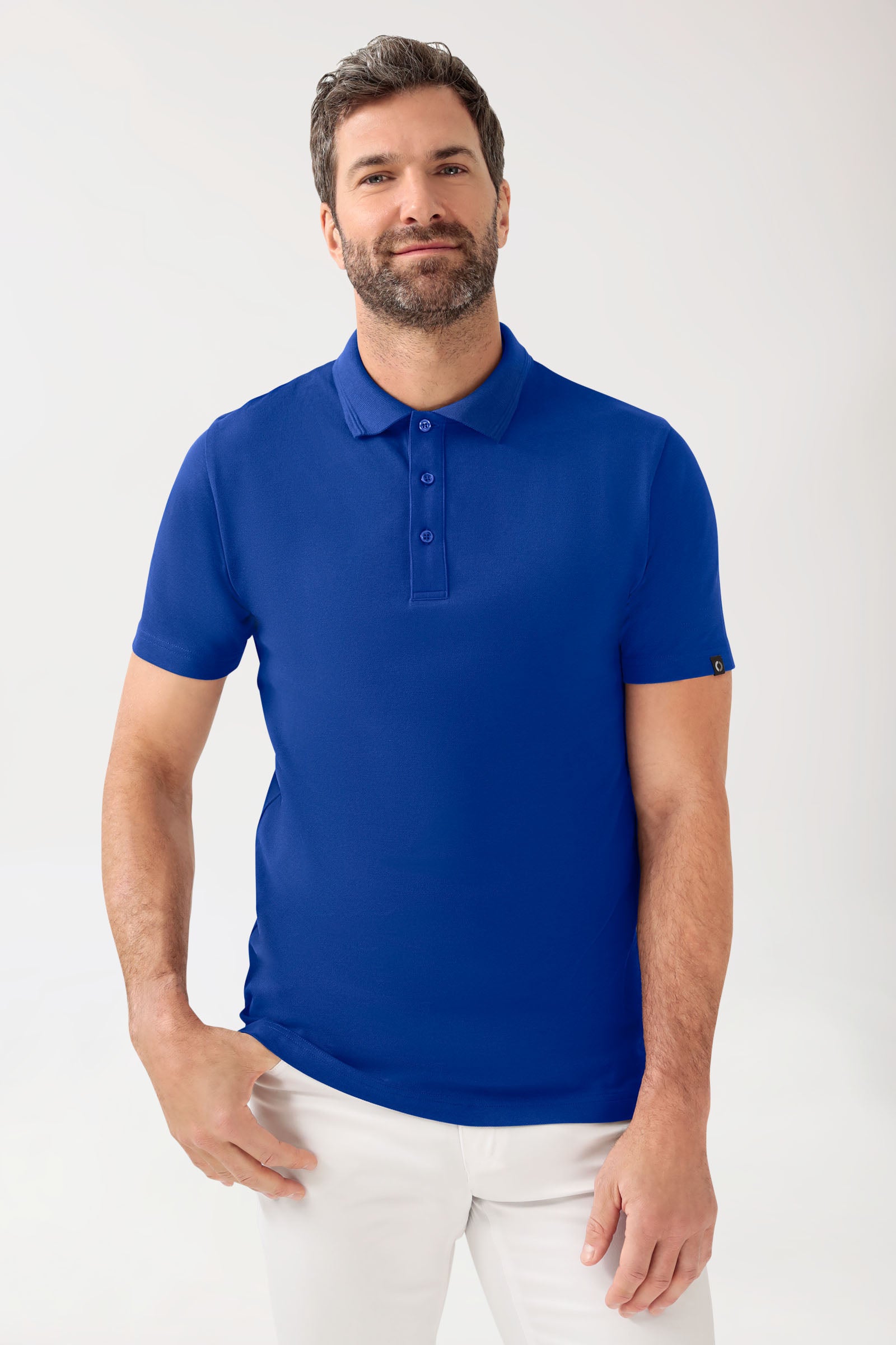 COMFY FLEX Stretch Shirt Herren - Polokragen königsblau, Vorderansicht