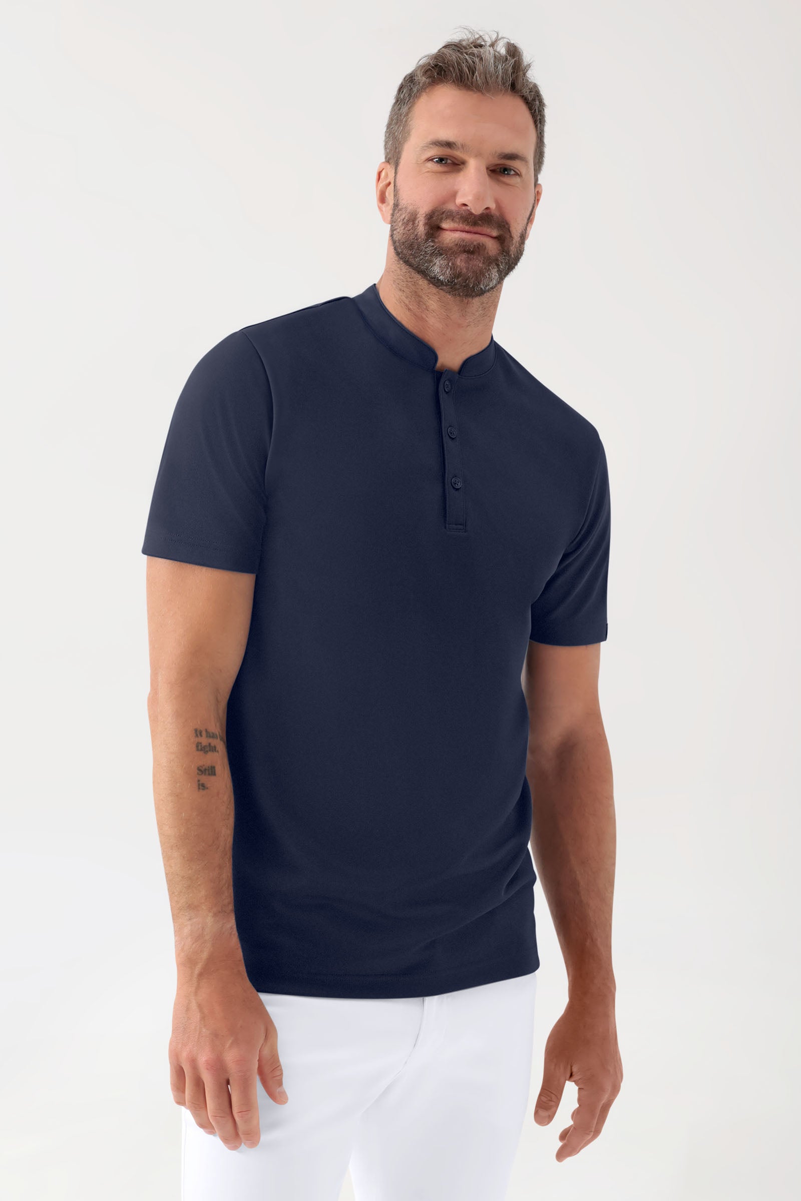 COMFY FLEX Stretch Shirt Herren - Stehkragen navy