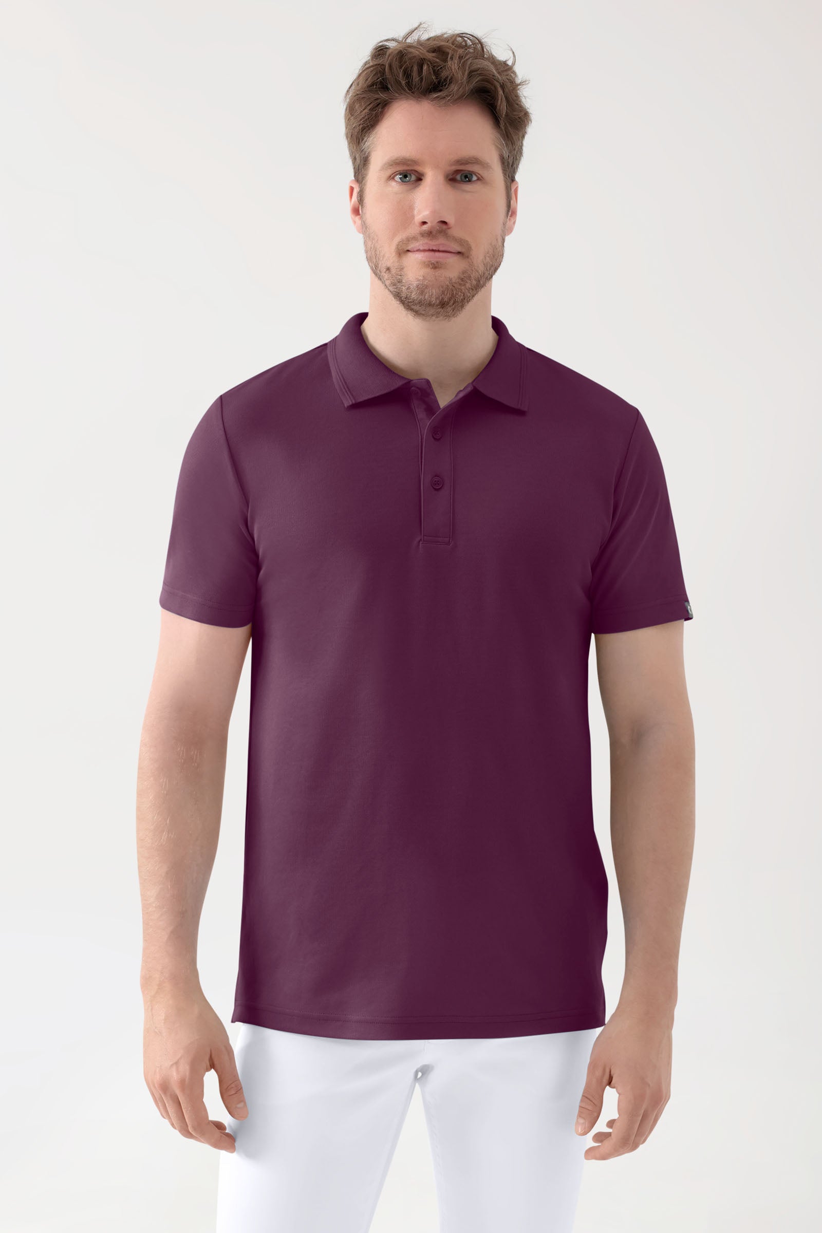 COMFY FLEX Stretch Shirt Herren - Polokragen pflaume, Vorderansicht