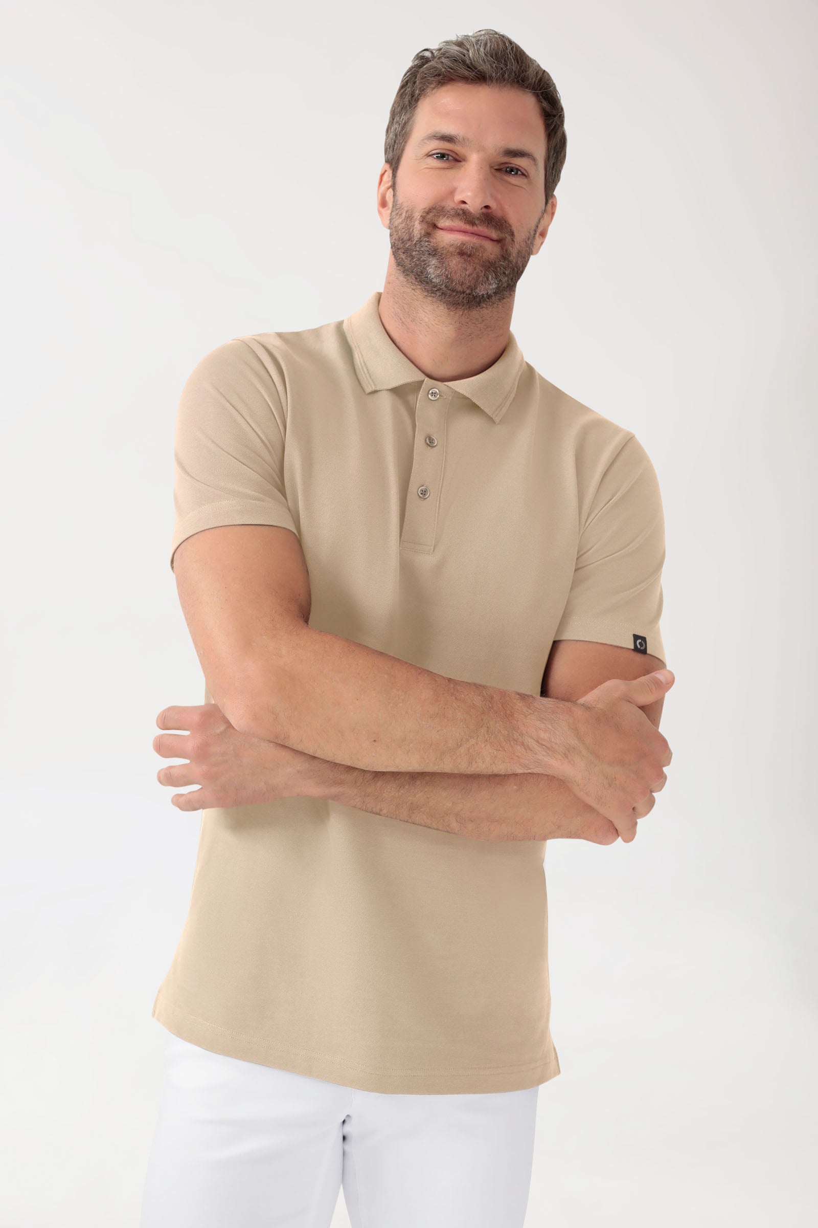 COMFY FLEX Stretch Shirt Herren - Polokragen sand