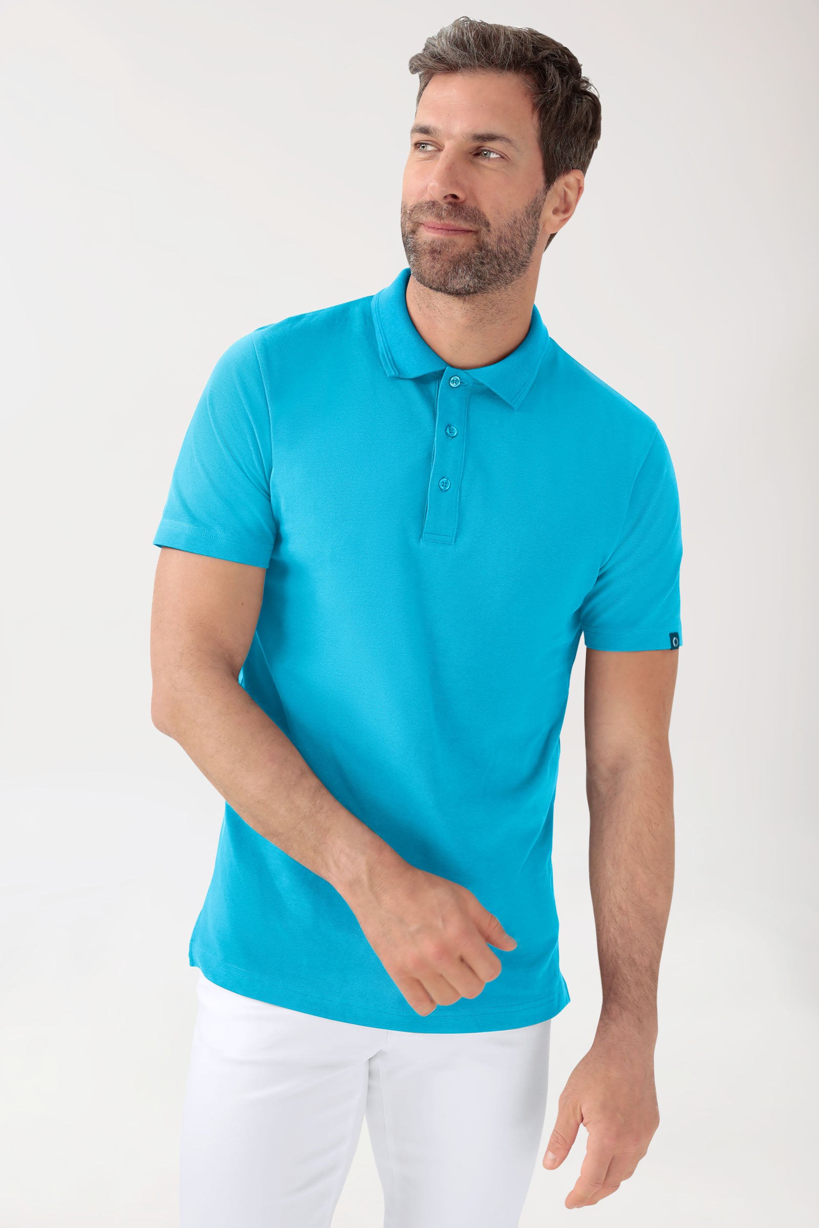 COMFY FLEX Stretch Shirt Herren - Polokragen türkis