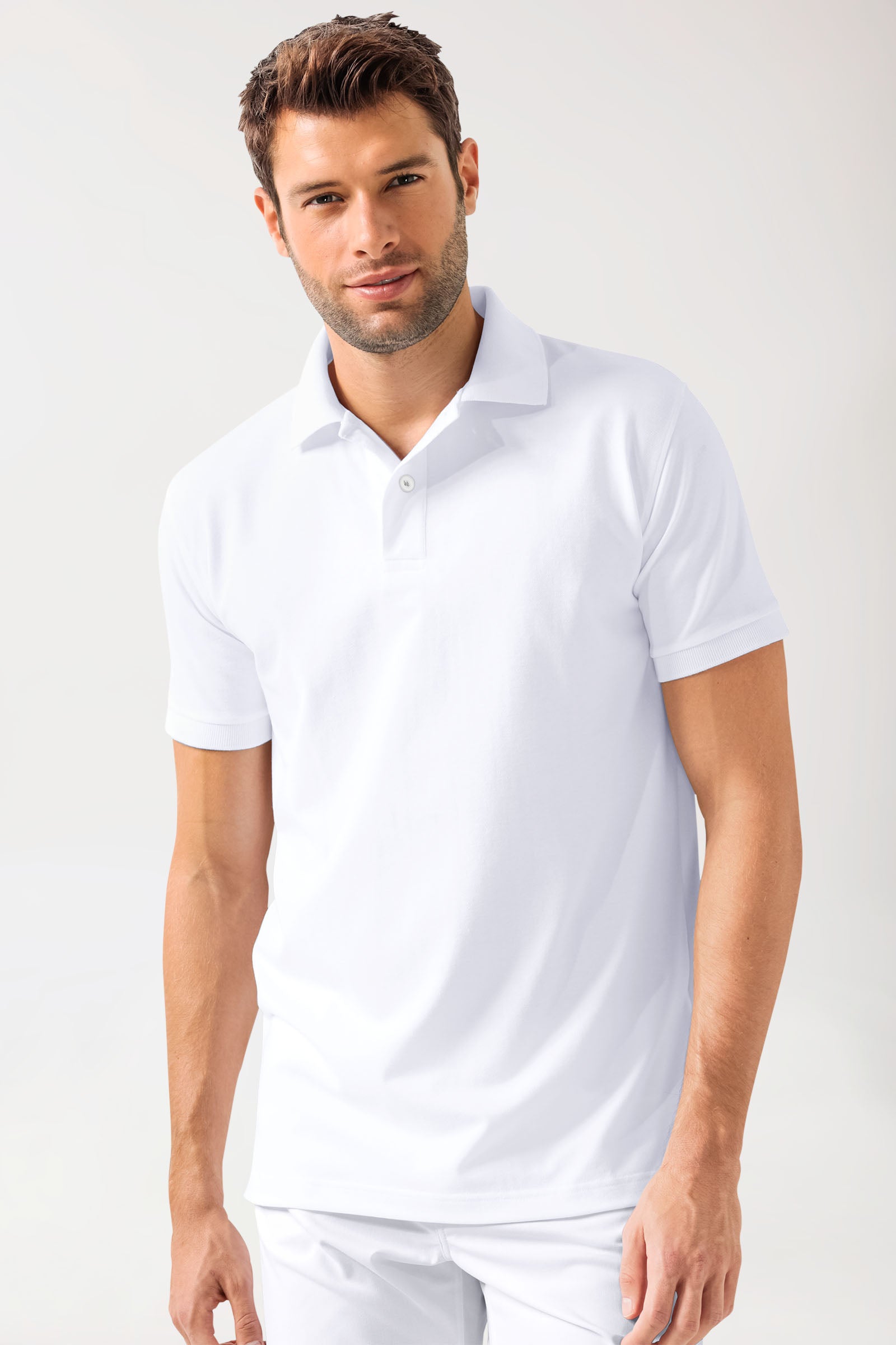 Stretch Shirt Herren - Polokragen weiss