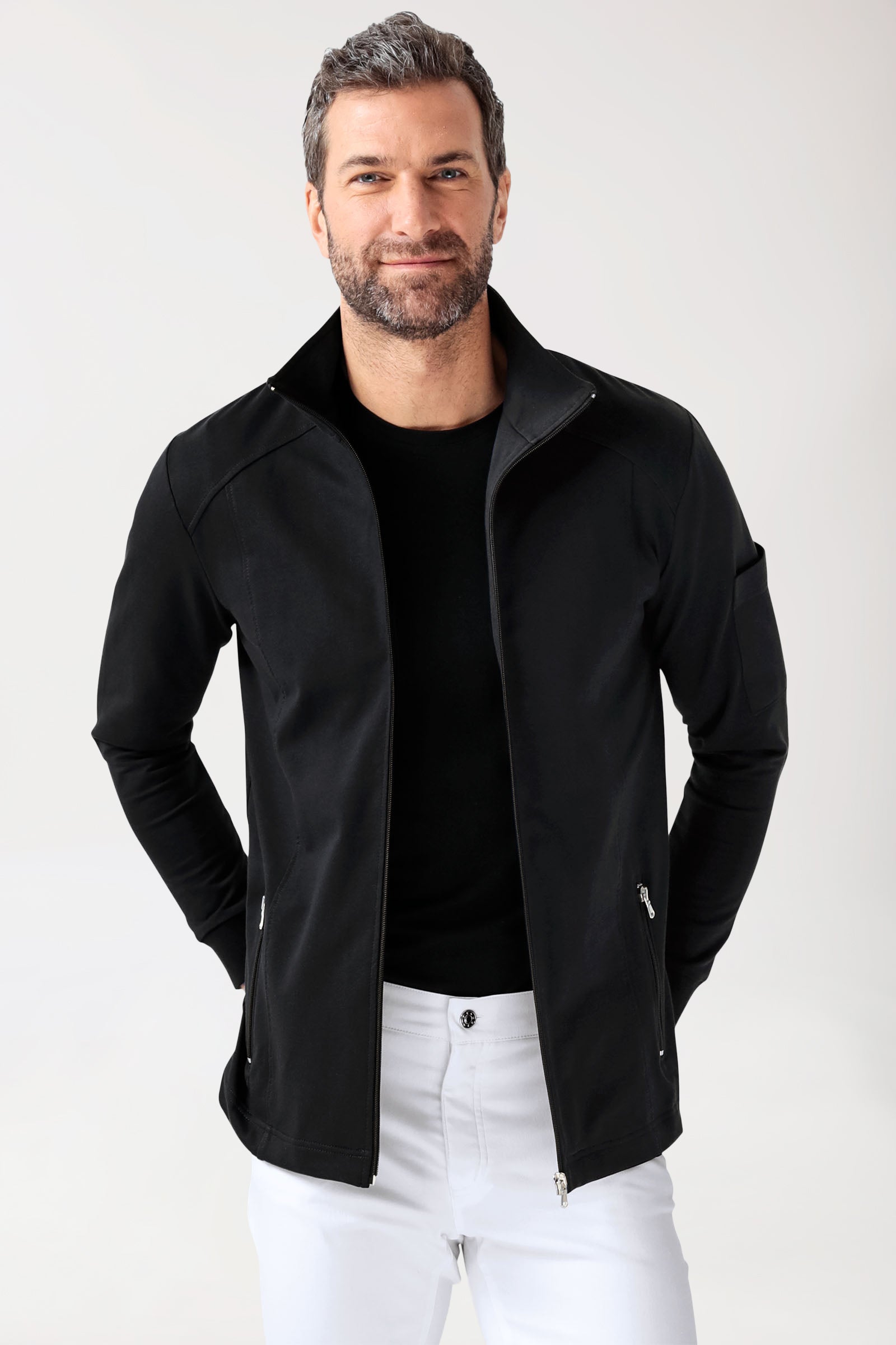 Sweatjacke Herren - Stehkragen schwarz