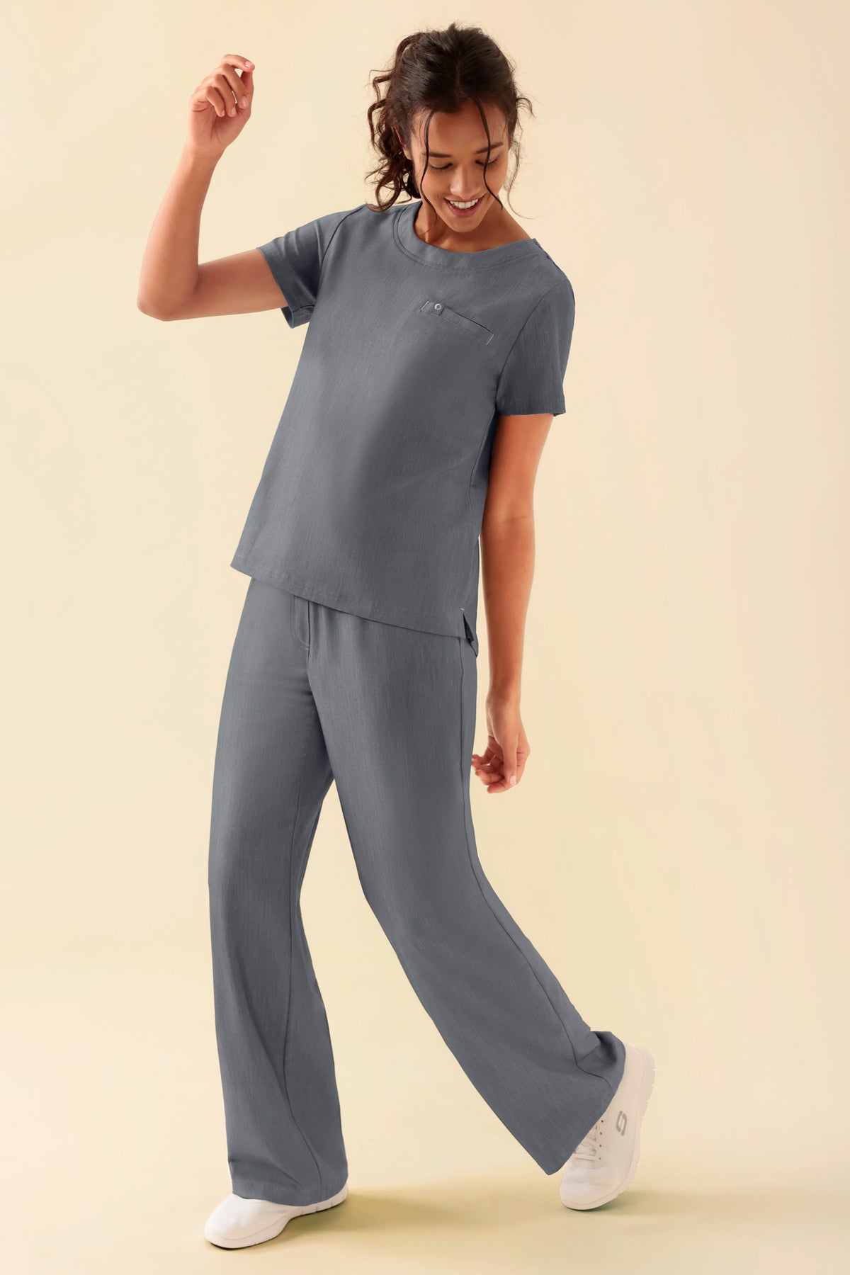 KAERE Shirt Damen - Rundhalsausschnitt grau melange