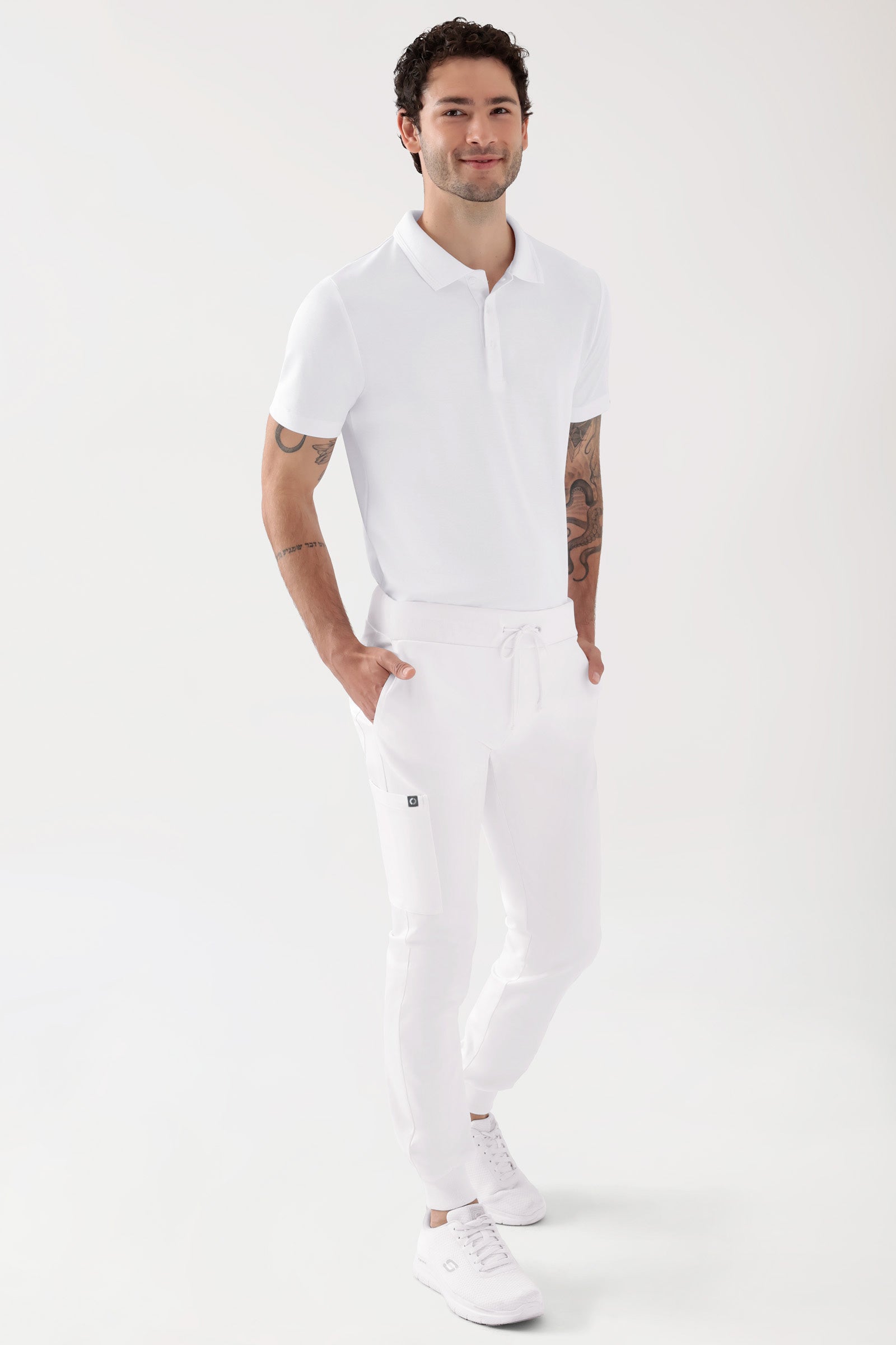COMFY FLEX Hose Herren - Jogpants weiss, Vue de face Le mannequin mesure 188 cm et porte la taille M