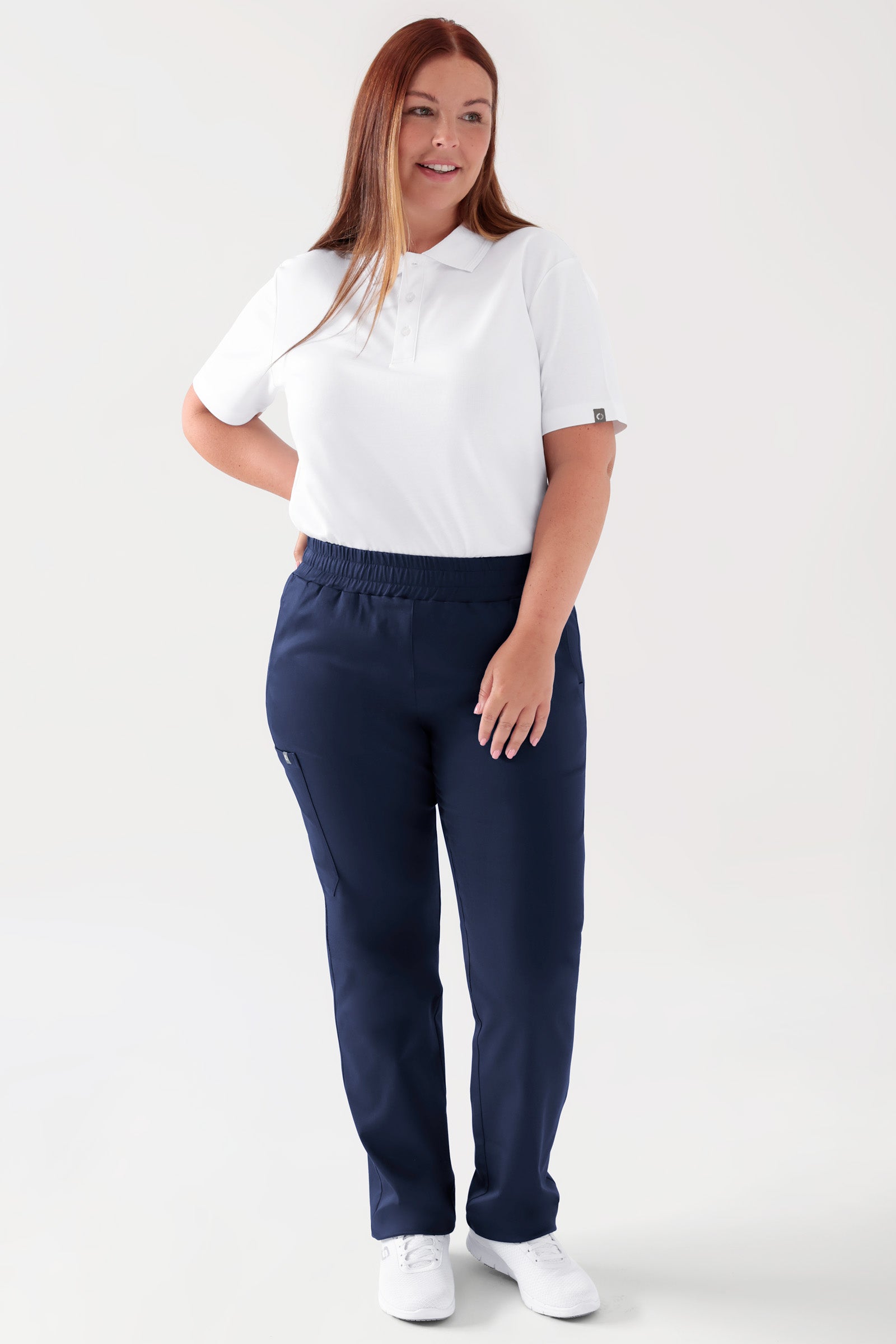 COMFY FLEX Stretch Hose Unisex - 1/1 Länge navy, Vorderansicht Das Model ist 173 cm groß und trägt Grösse L