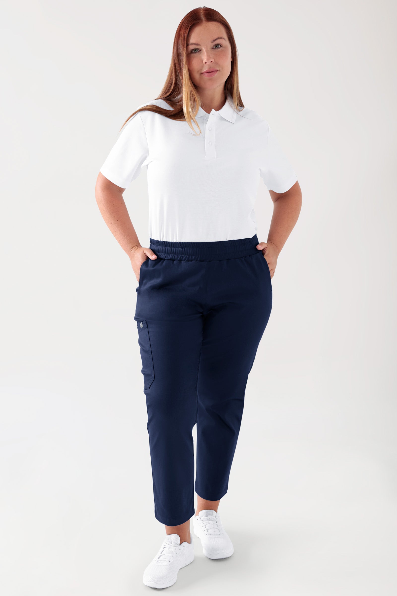 COMFY FLEX Stretch Hose Unisex - 7/8 Länge navy, Vorderansicht Das Model ist 173 cm groß und trägt Grösse L