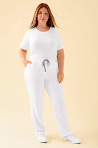 KAERE Hose Damen - gerader Saum ohne Beintaschen weiss