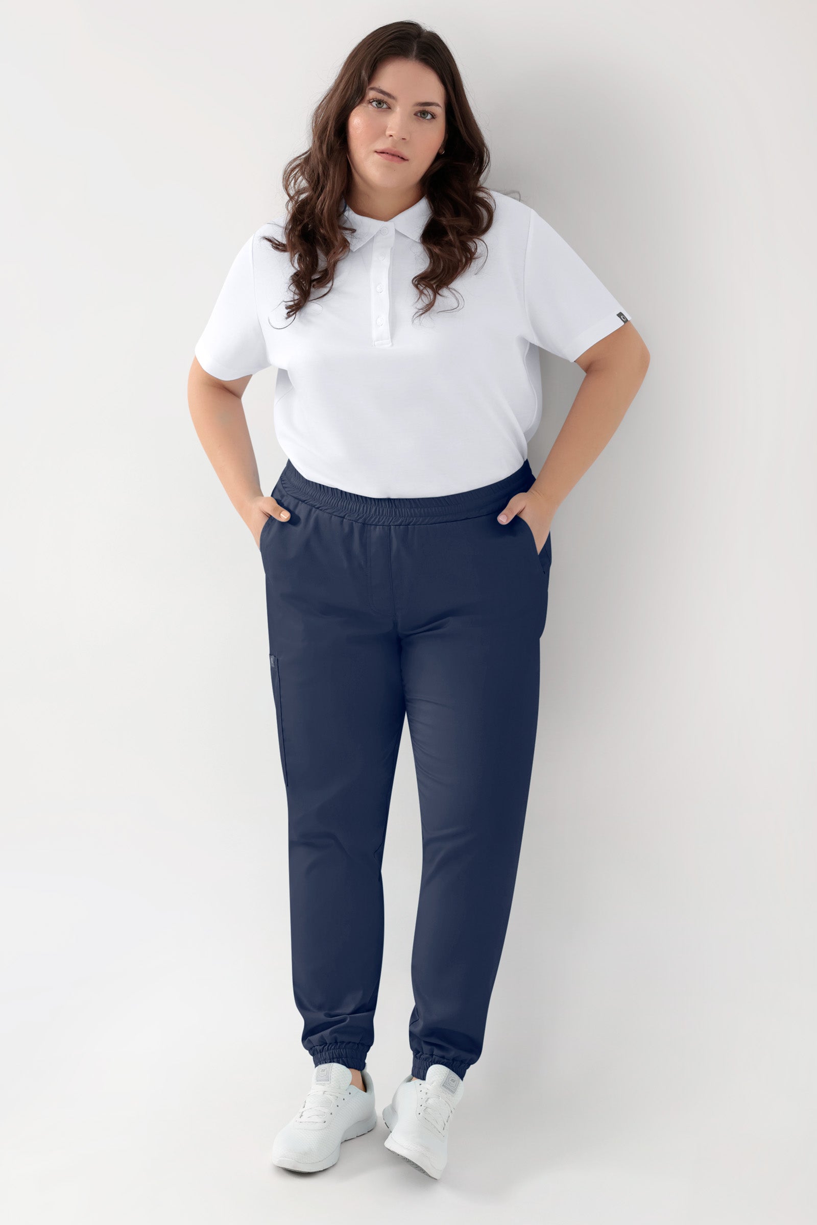 GREEN Stretch Hose Damen - Jogpants Style navy, Vue de face