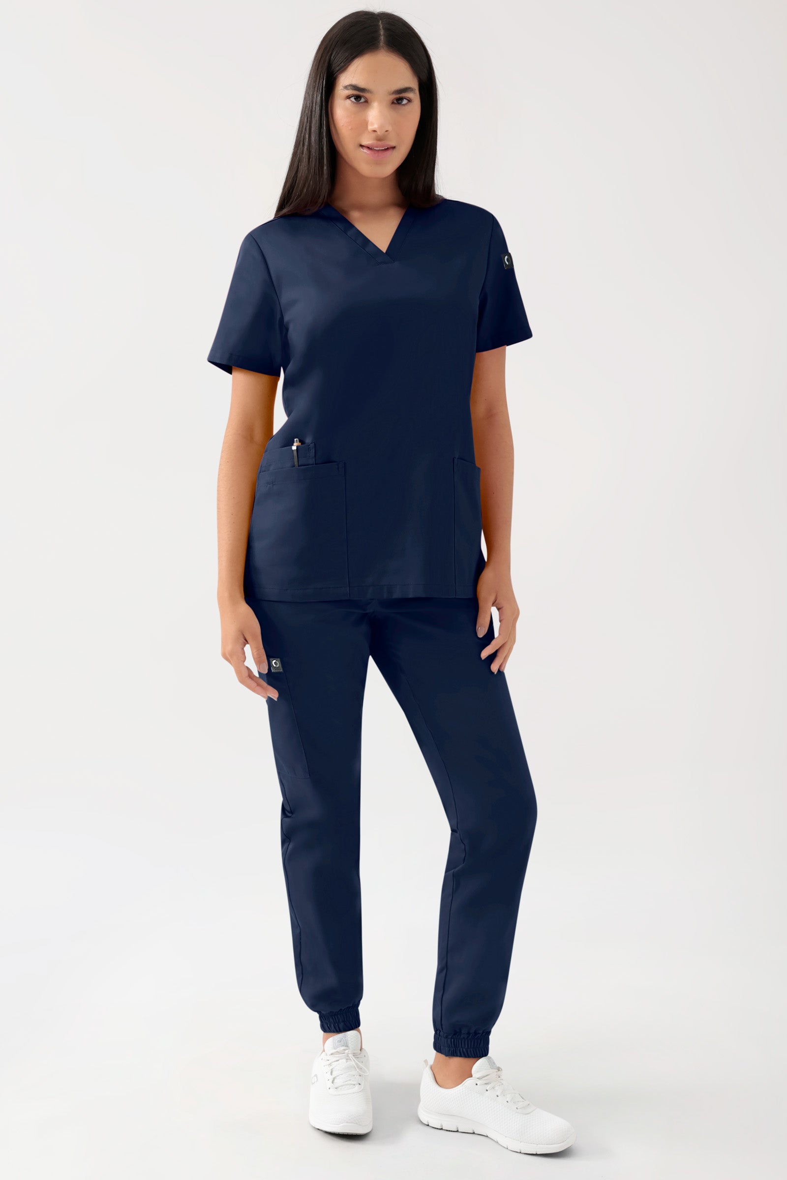 GREEN Stretch Schlupfkasack Damen - V-Ausschnitt navy