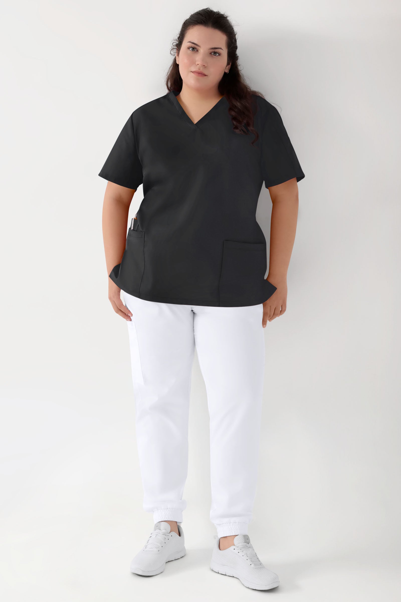 GREEN Stretch Schlupfkasack Damen - V-Ausschnitt schwarz, Vue de face