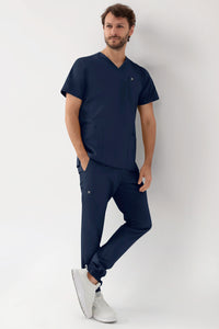 GREEN Stretch Schlupfkasack Herren - V-Ausschnitt navy