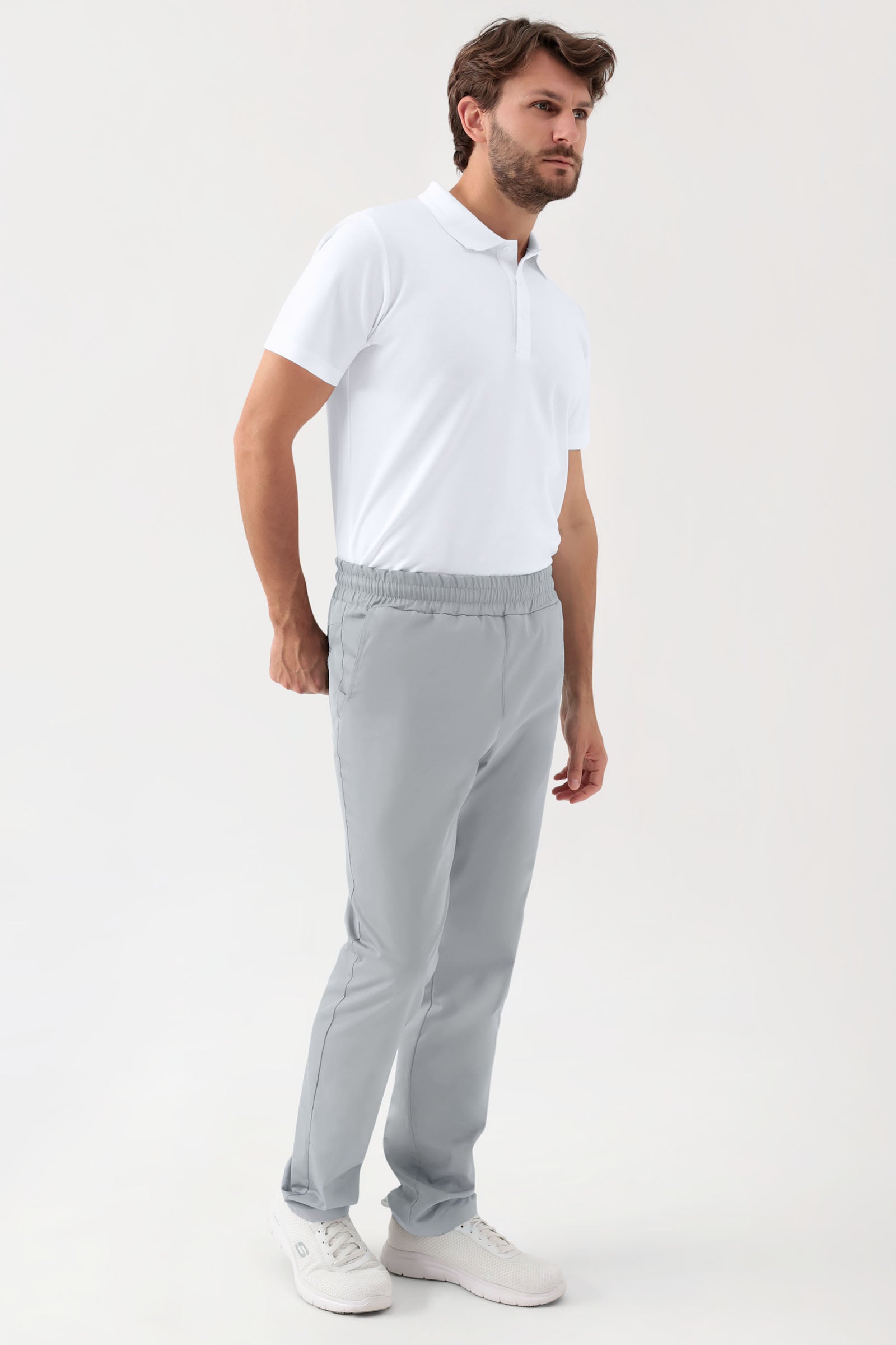 GREEN Stretch Hose Unisex - Rundumgummibund perlgrau, Vue de face