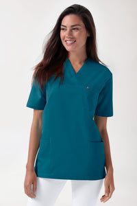 GREEN Stretch Schlupfkasack Unisex - V-Ausschnitt petrol