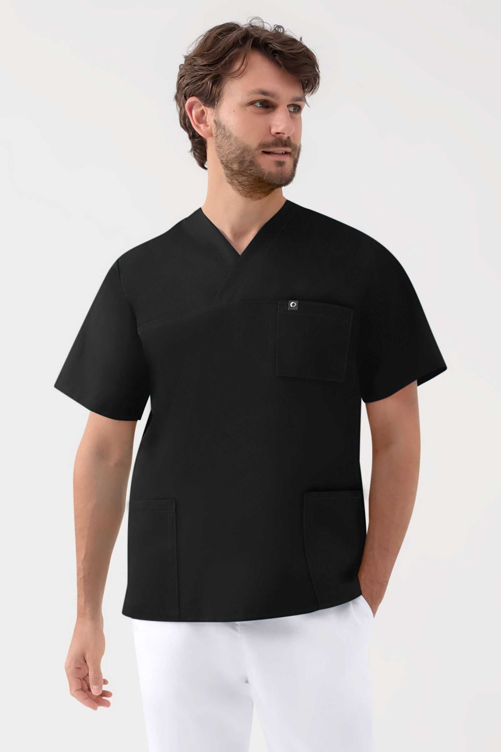 GREEN Stretch Schlupfkasack Unisex - V-Ausschnitt schwarz