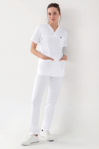 GREEN Stretch Schlupfkasack Unisex - V-Ausschnitt weiss