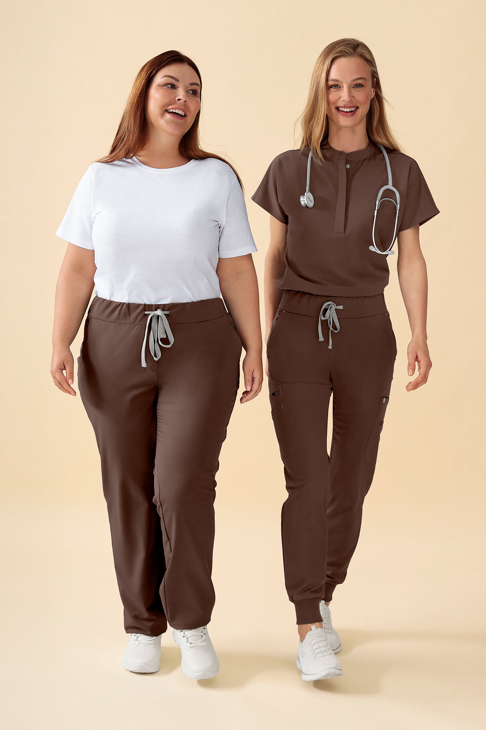 KAERE Hose Damen - gerader Saum ohne Beintaschen coffee, Vue de face