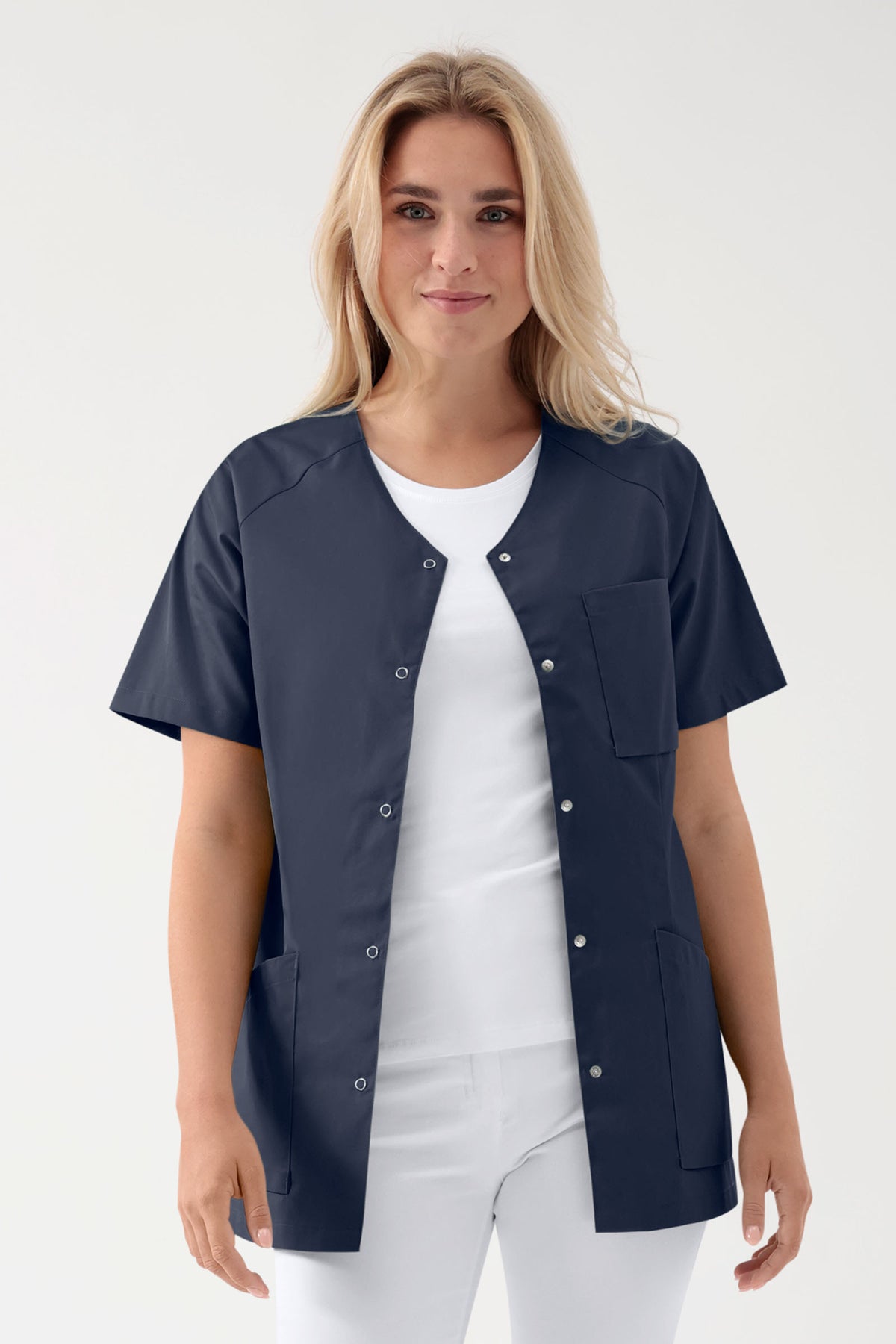 DER Kasack-Kasack Damen - durchgeknöpft navy, Vorderansicht