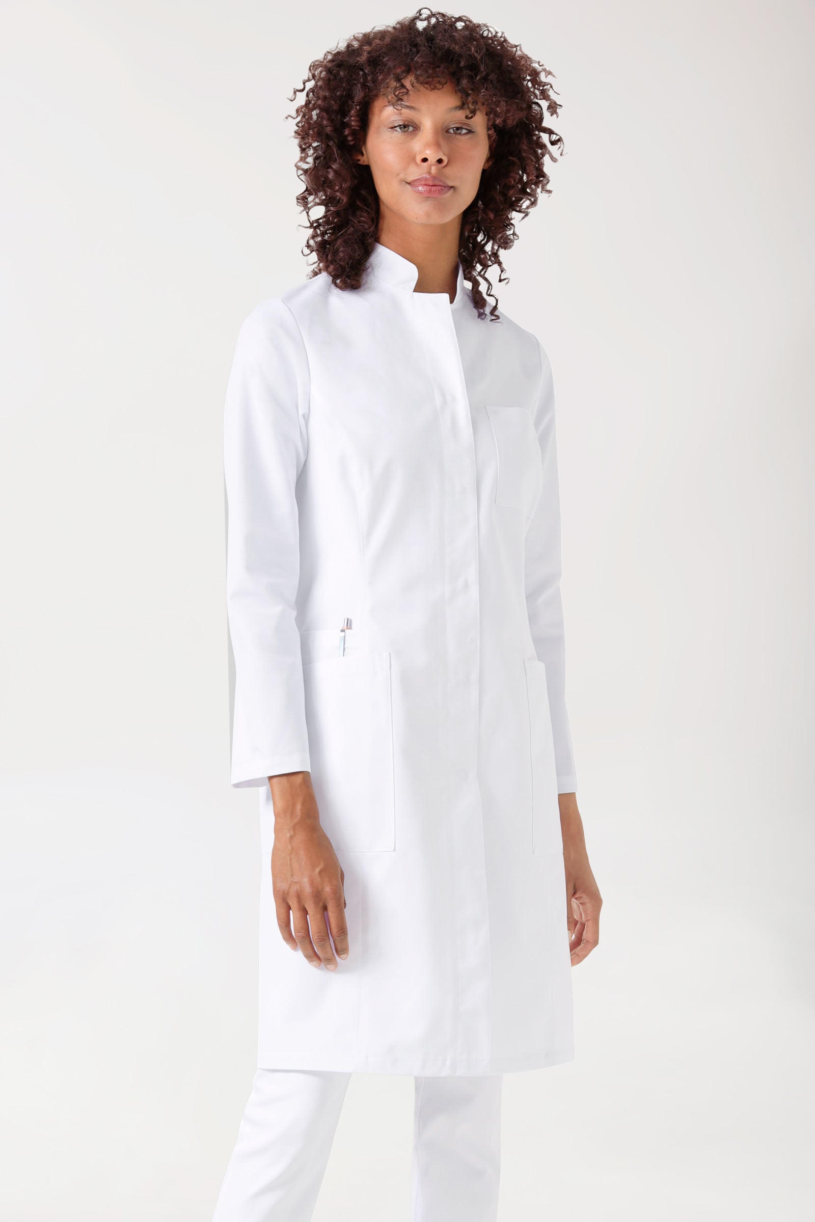 Mantel Damen - Stehkragen weiss, Vorderansicht