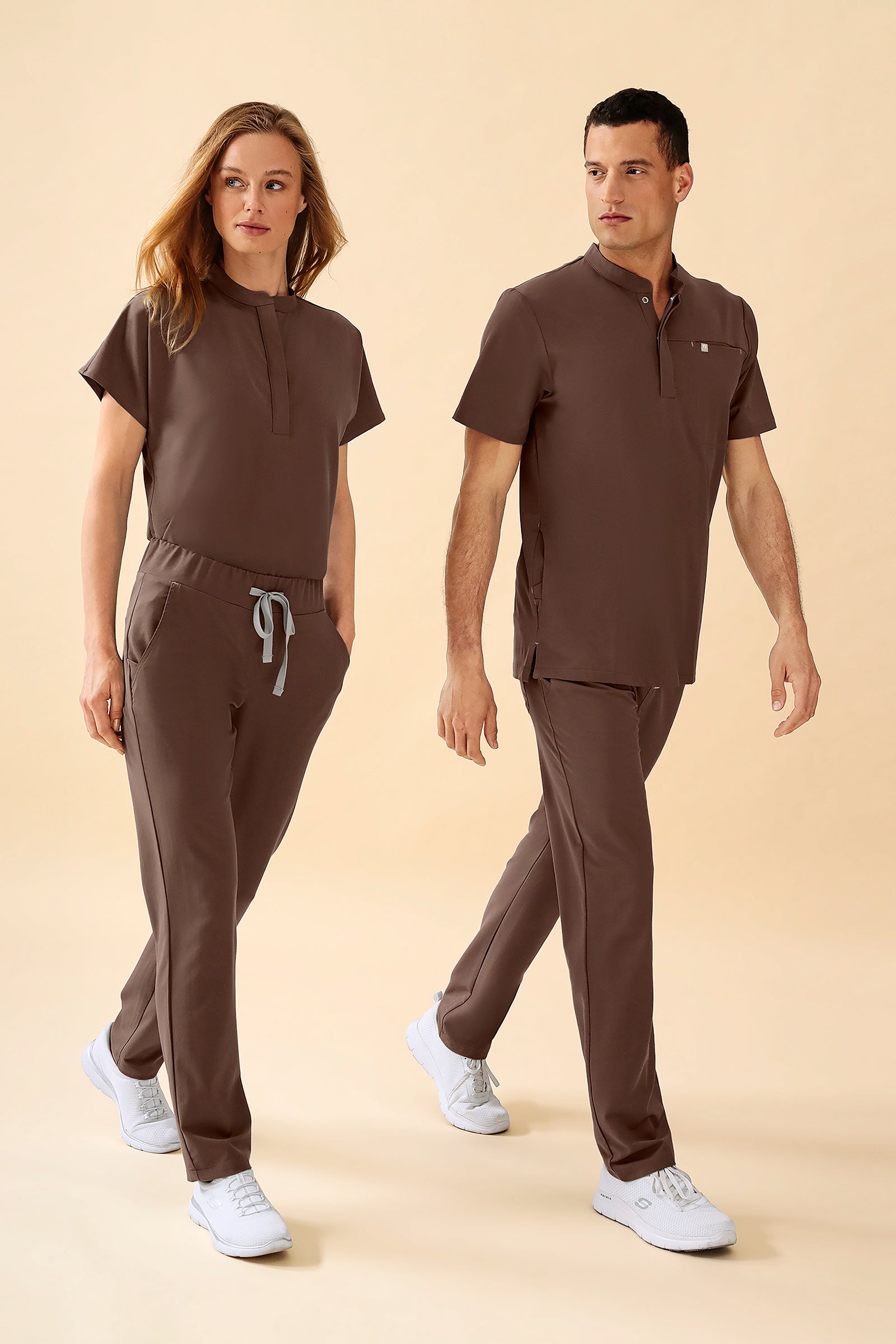 KAERE Schlupfkasack Damen - Stehkragen coffee, Vue de face