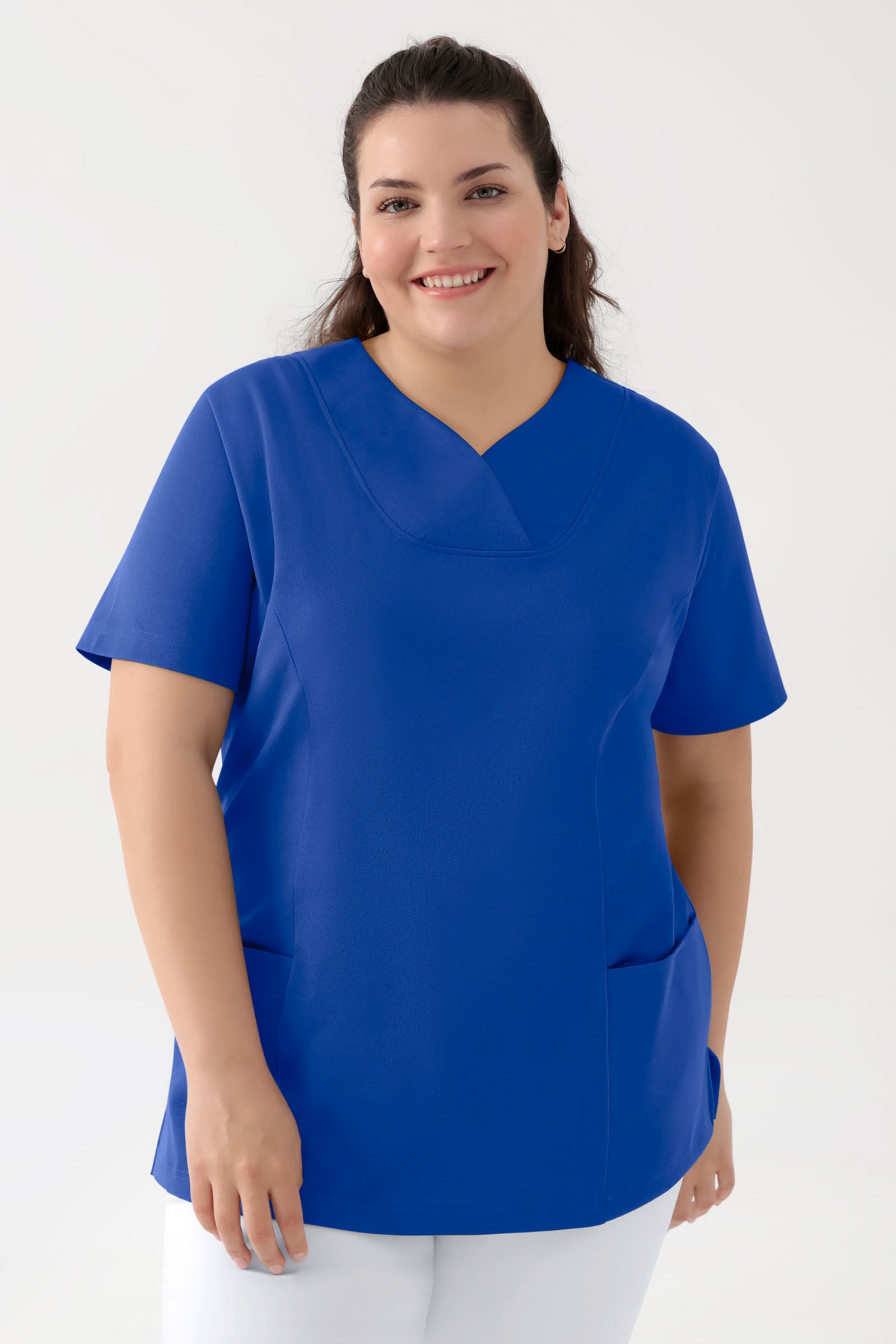 COMFY FLEX Stretch Schlupfkasack Damen - Herzausschnitt königsblau, Vue de face