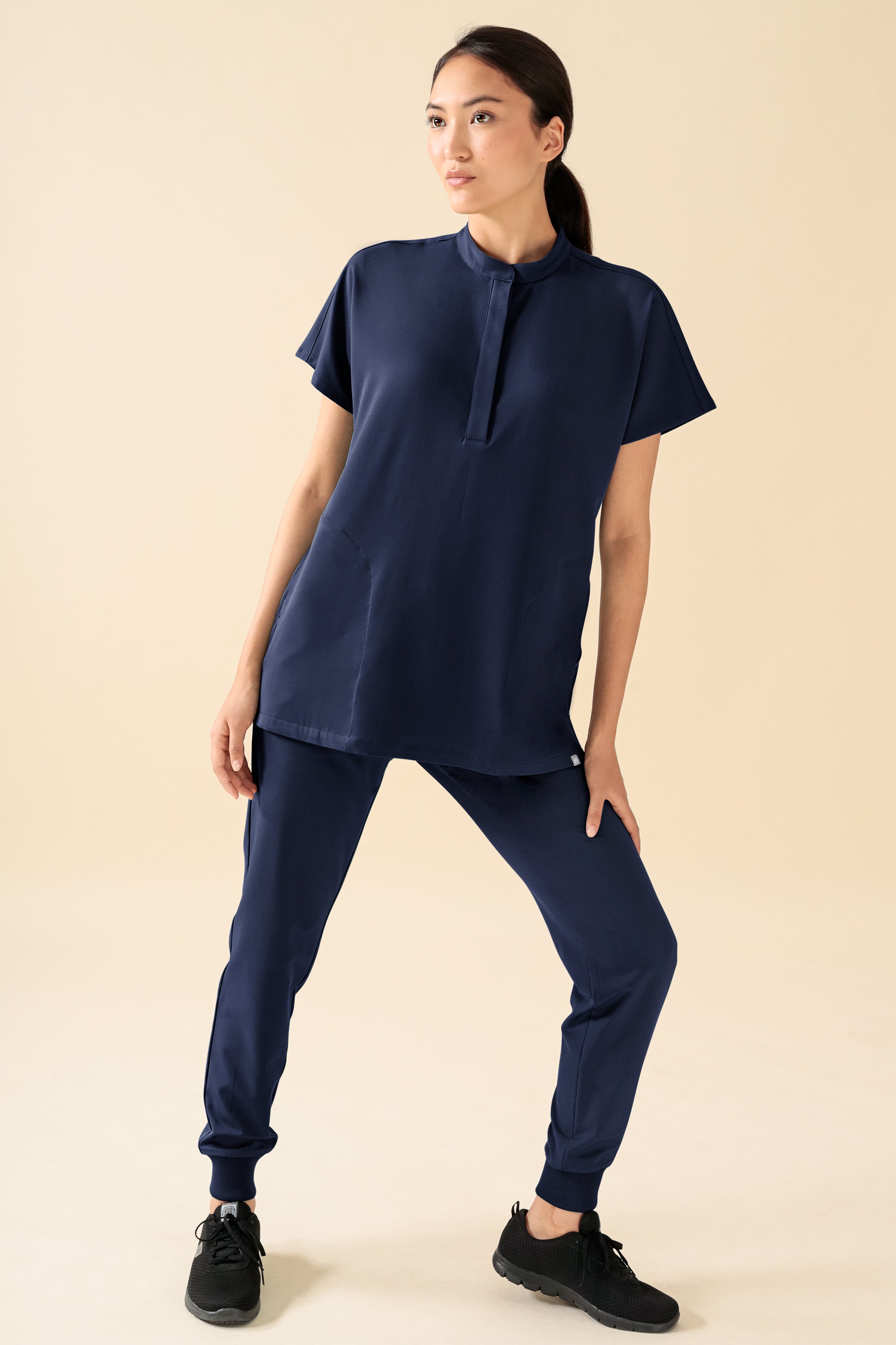 KAERE Schlupfkasack Damen - Stehkragen navy