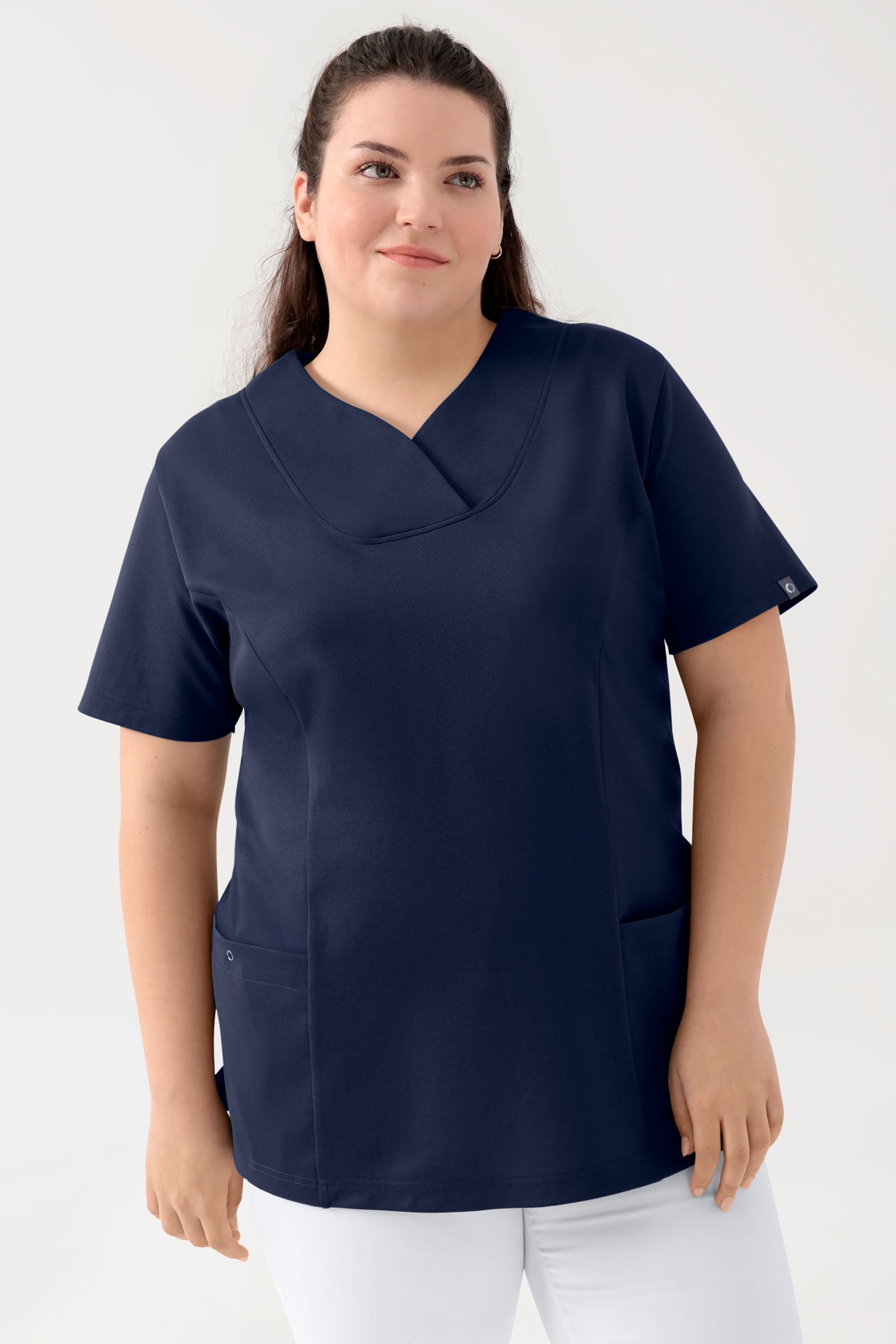 COMFY FLEX Stretch Schlupfkasack Damen - Herzausschnitt navy, Vue de face