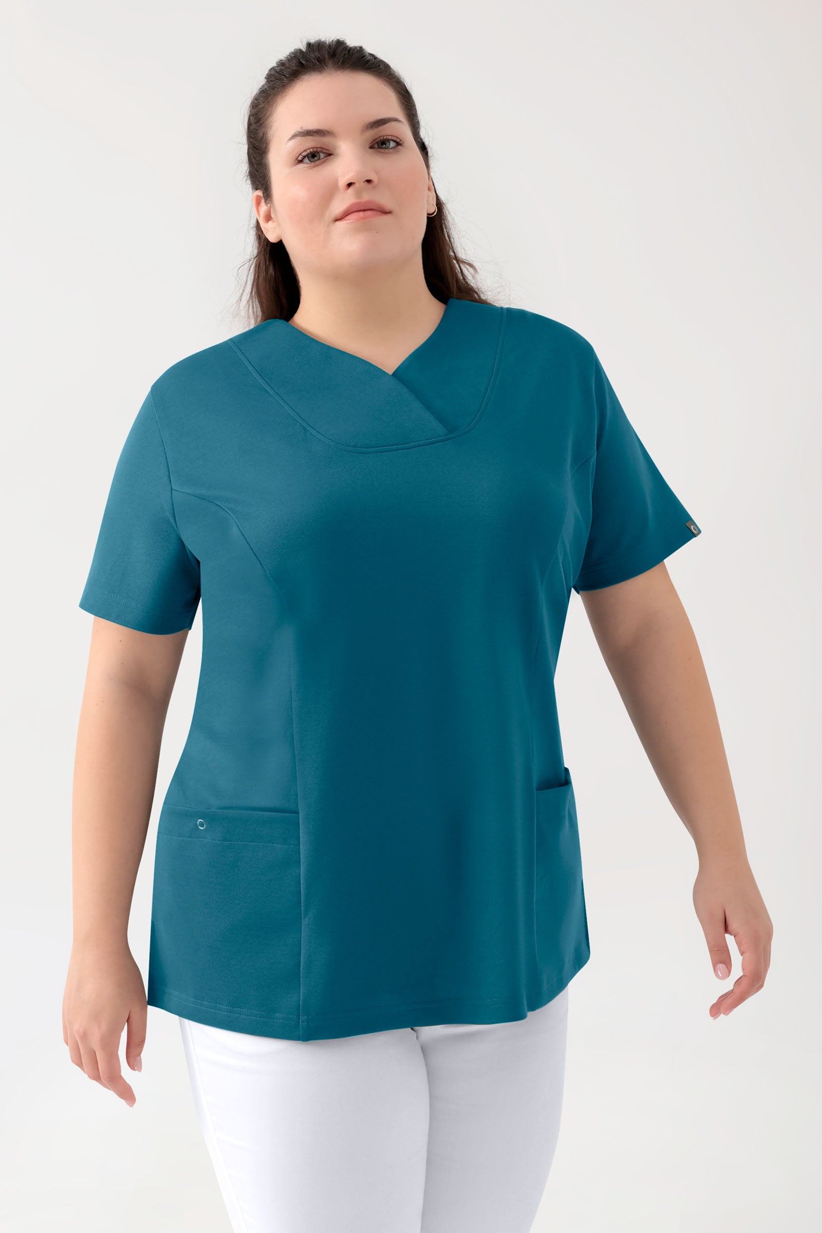 COMFY FLEX Stretch Schlupfkasack Damen - Herzausschnitt petrol, Vue de face