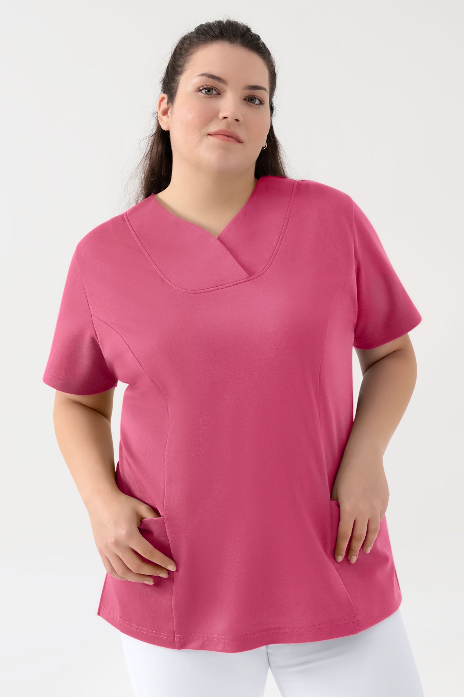 COMFY FLEX Stretch Schlupfkasack Damen - Herzausschnitt rosenholz, Vue de face