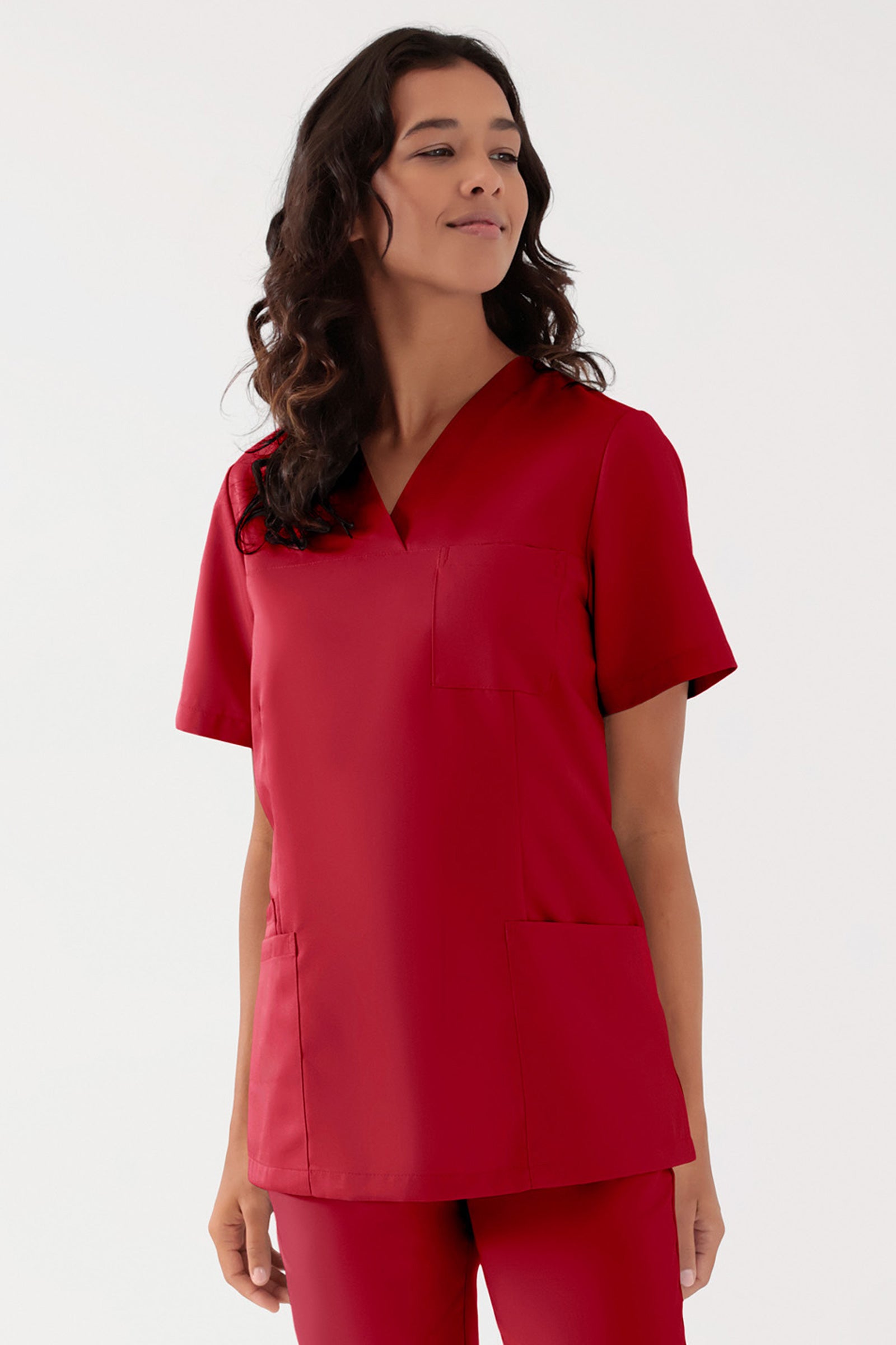 TENCEL™ Schlupfkasack Damen - V-Ausschnitt rot