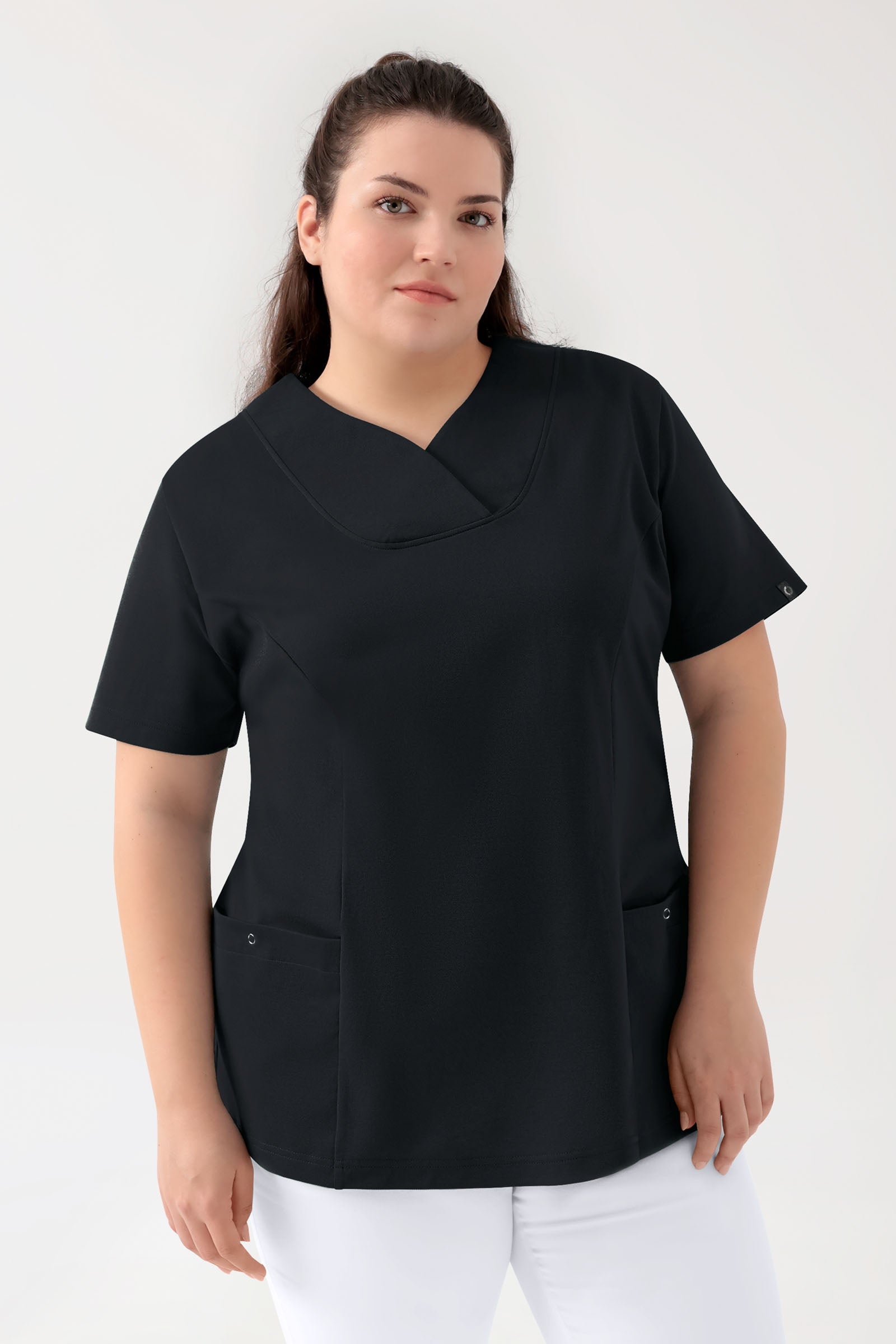 COMFY FLEX Stretch Schlupfkasack Damen - Herzausschnitt schwarz, Vue de face