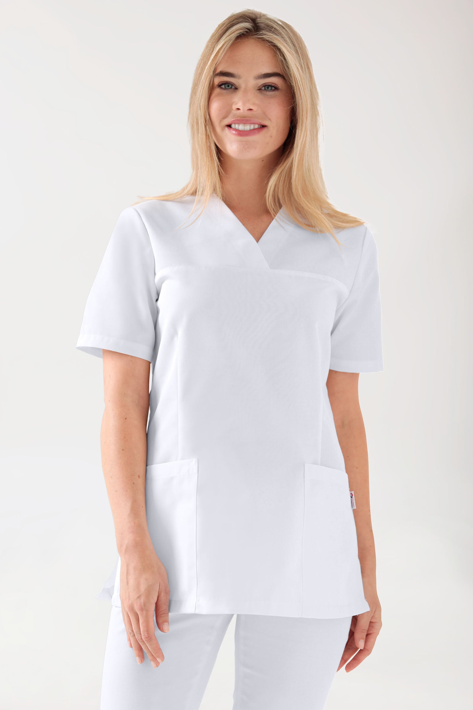 JUST STRONG Schlupfkasack Damen - V-Ausschnitt weiss