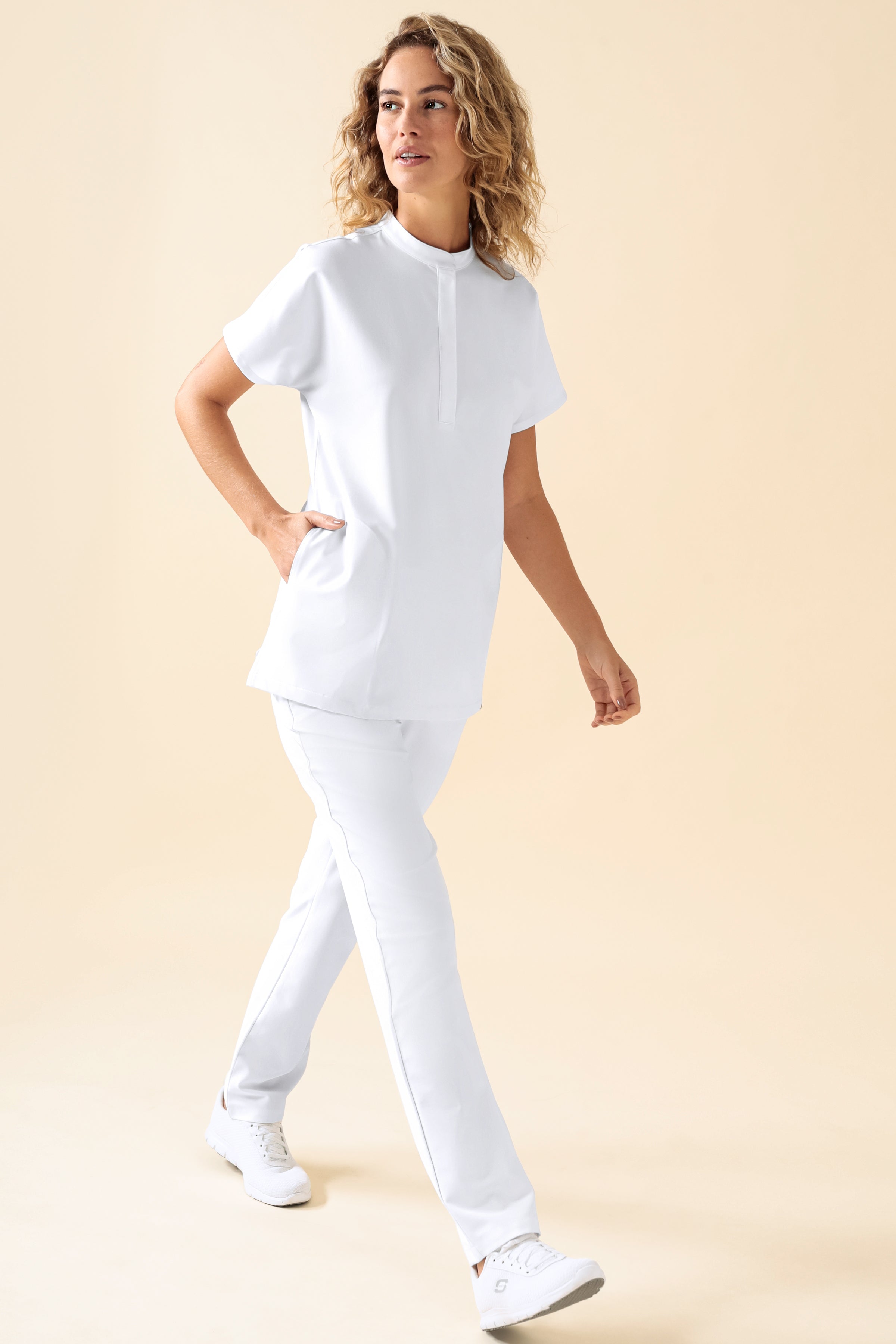 KAERE Schlupfkasack Damen - Stehkragen weiss