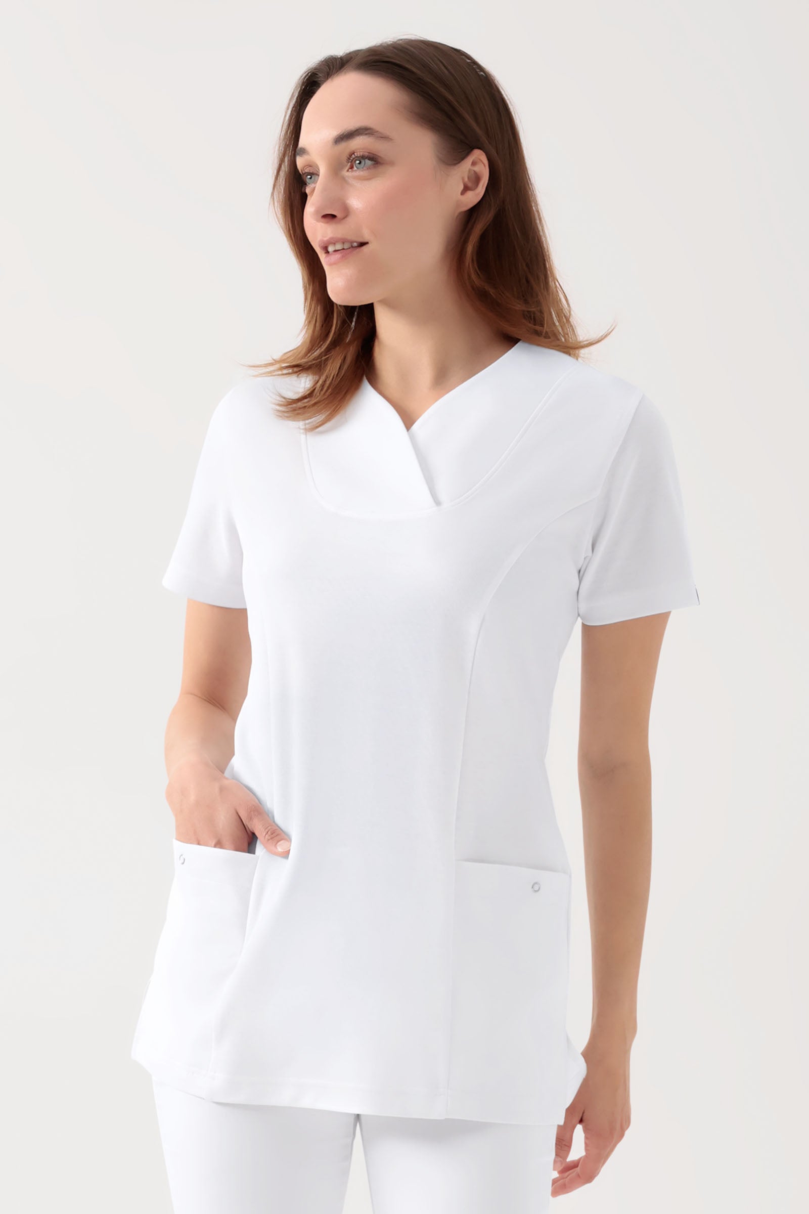 COMFY FLEX Stretch Schlupfkasack Damen - Herzausschnitt weiss