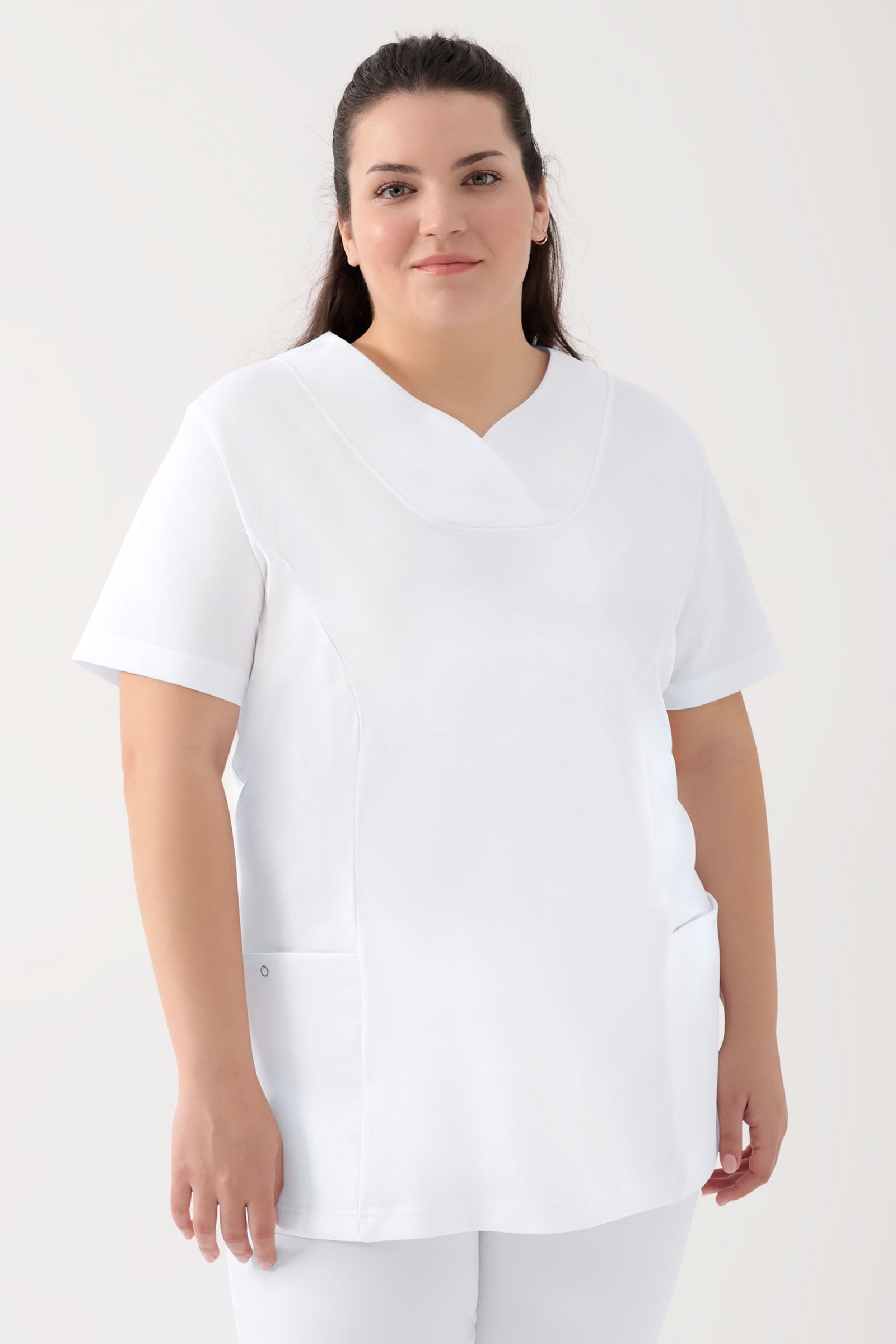 COMFY FLEX Stretch Schlupfkasack Damen - Herzausschnitt weiss