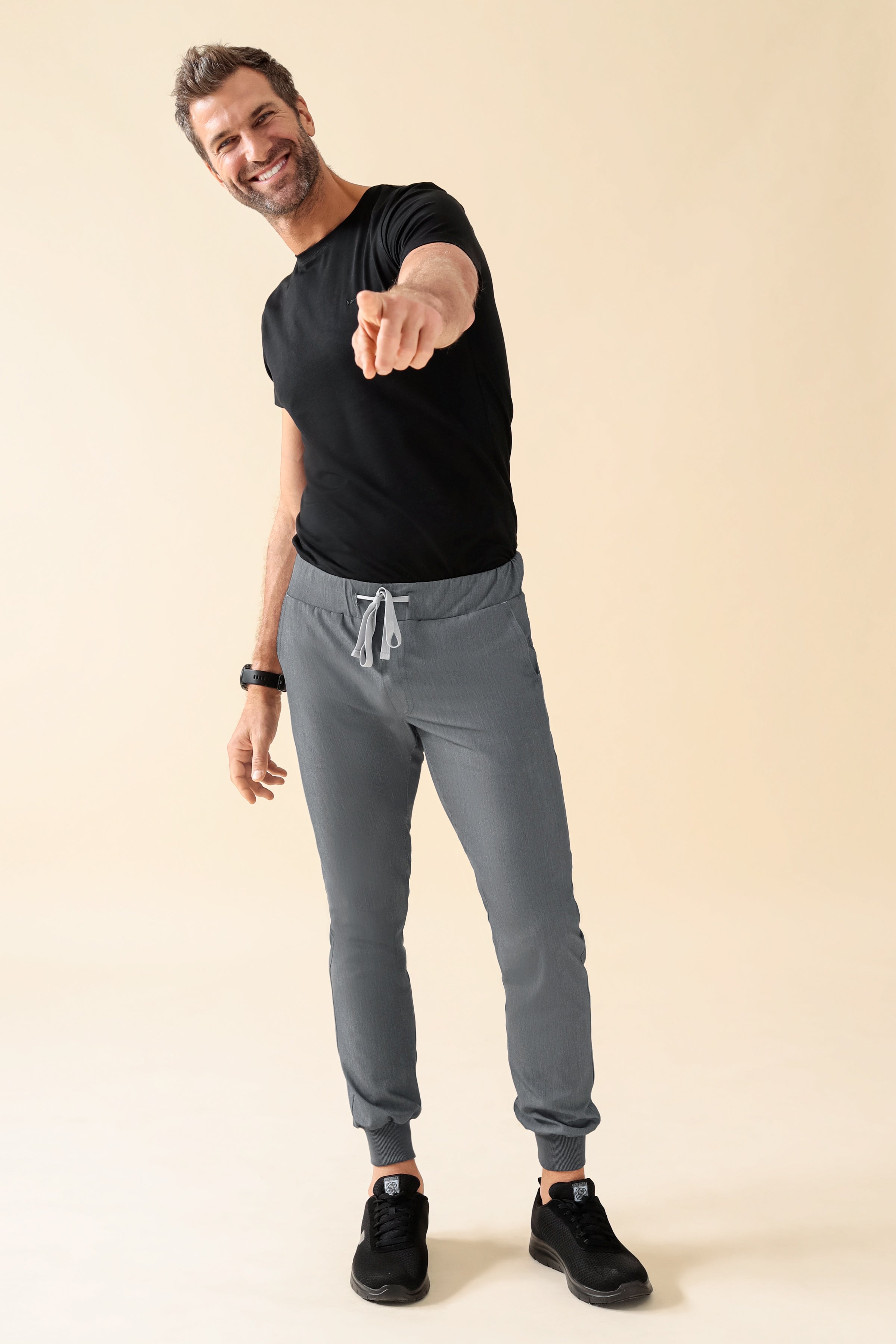 KAERE Hose Herren - Saumbündchen ohne Beintaschen grau melange, Vue de face