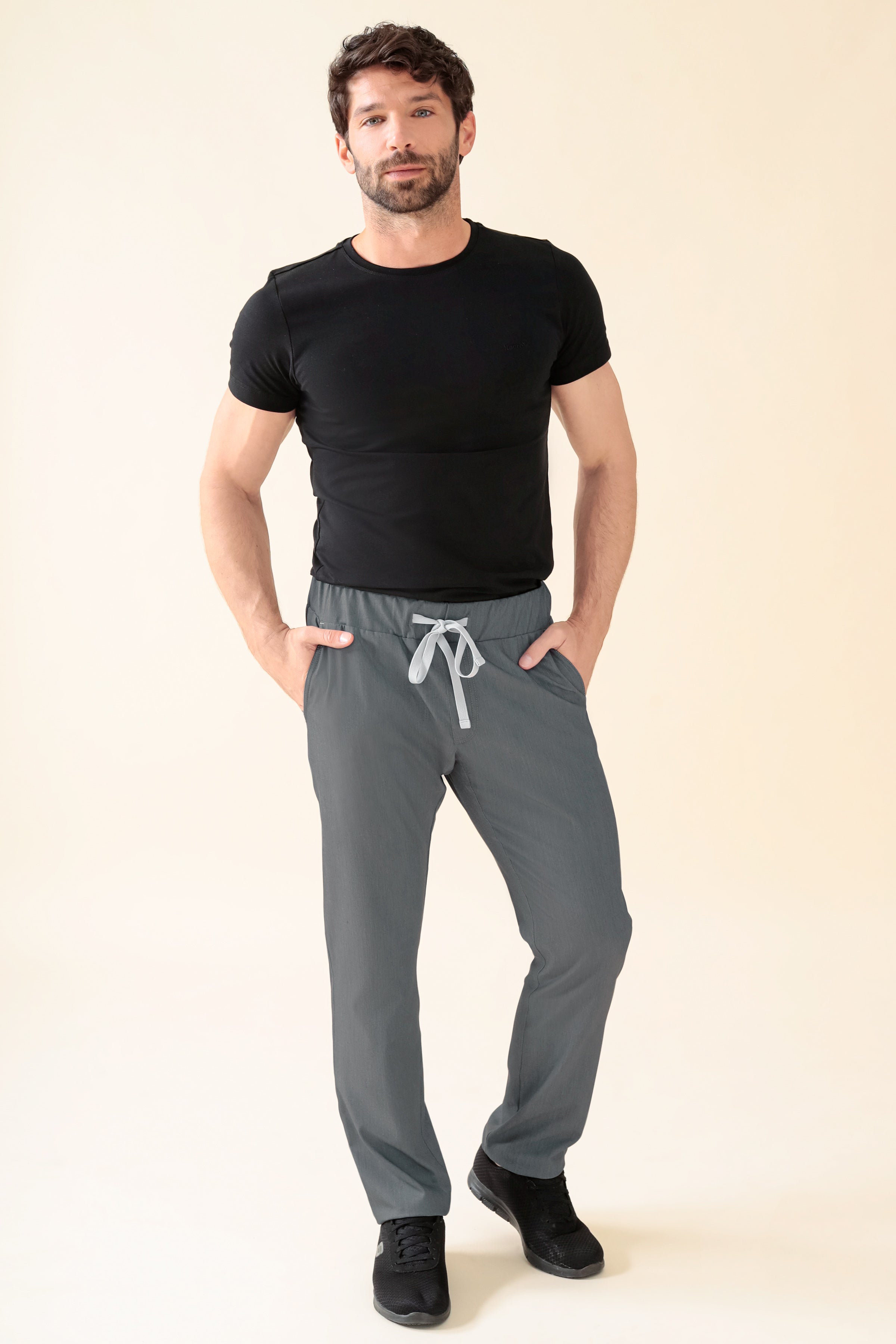 KAERE Hose Herren - gerader Saum Kurzgr. ohne Beintaschen grau melange