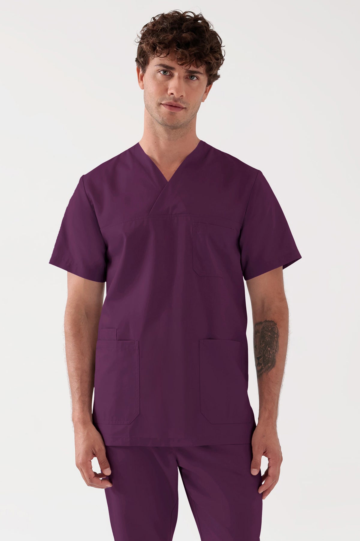 TENCEL™ Schlupfkasack Herren - V-Ausschnitt black berry, Vue de face