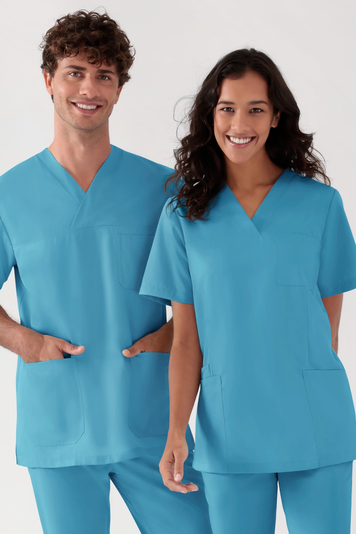 TENCEL™ Schlupfkasack Herren - V-Ausschnitt dark türkis, Vue de face
