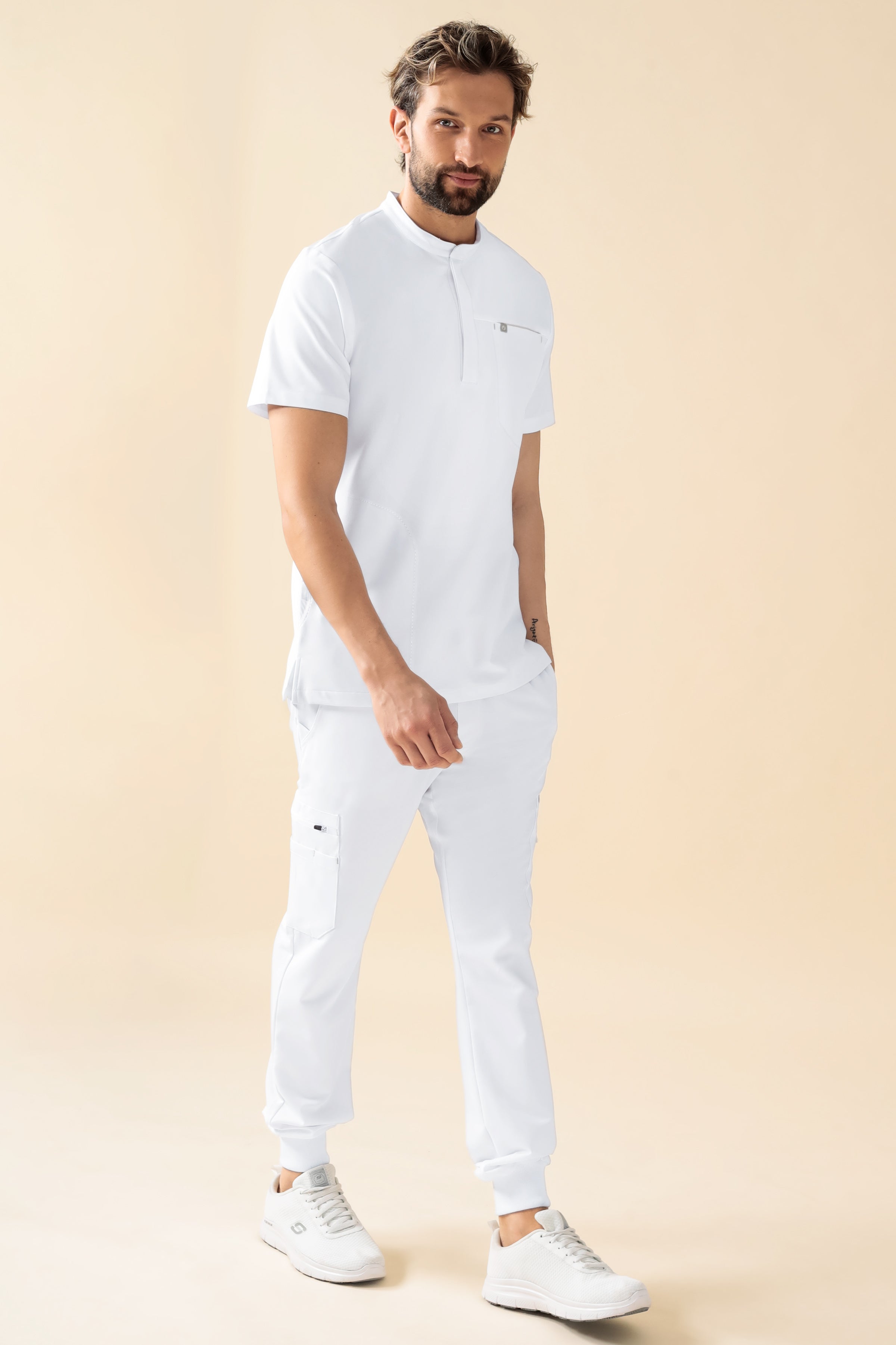 KAERE Schlupfkasack Herren - Stehkragen weiss