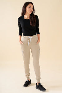 KAERE Hose Damen - Saumbündchen mit Beintaschen sand