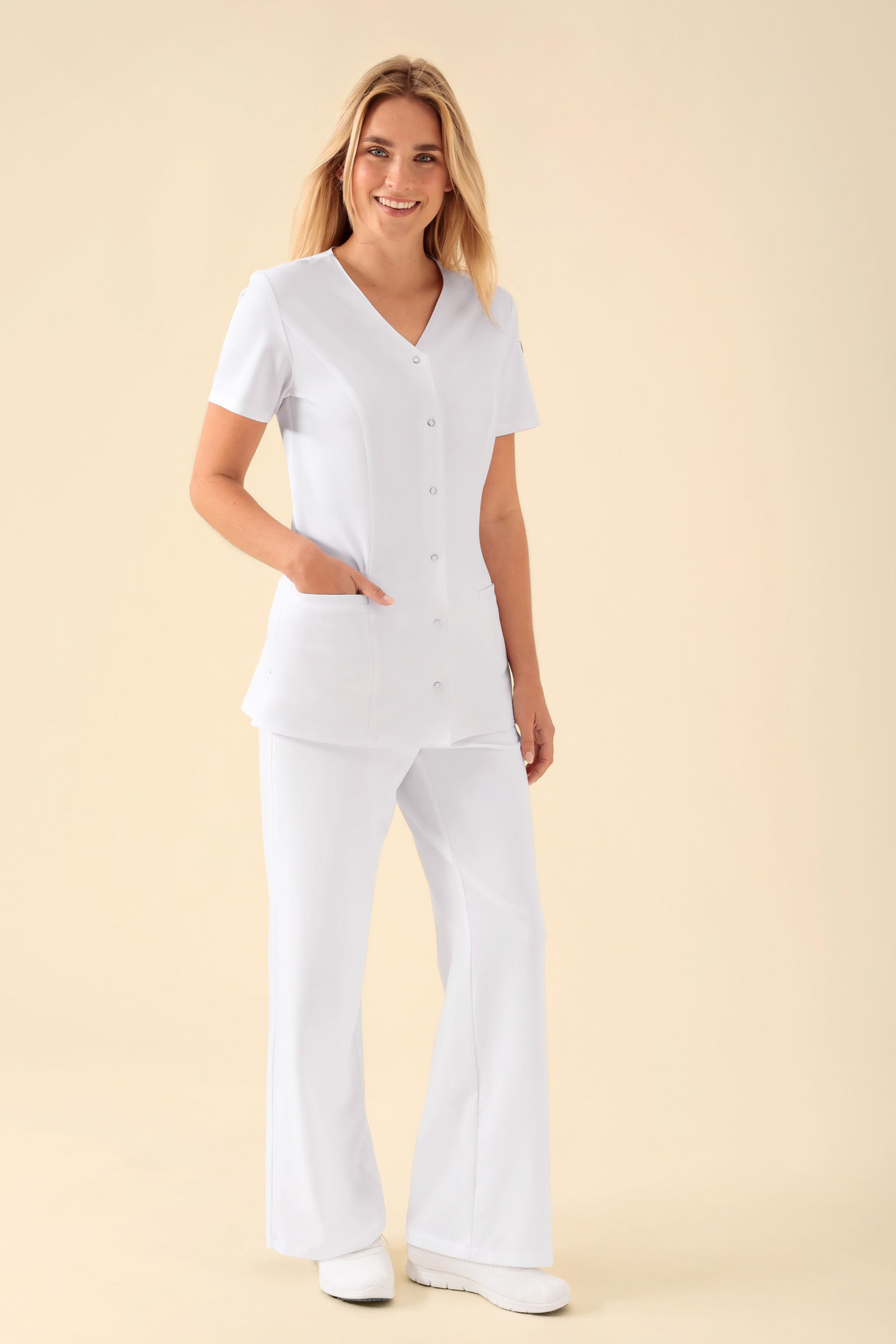 KAERE Kasack Damen - durchgeknöpft weiss