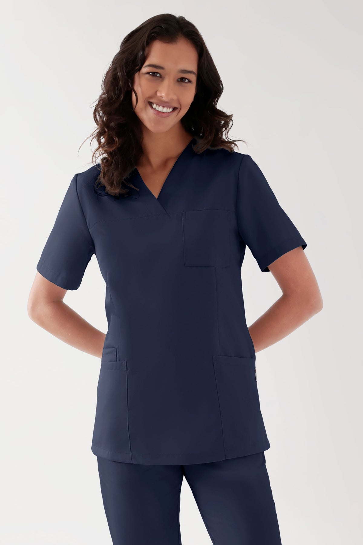 TENCEL™ Schlupfkasack Damen - V-Ausschnitt navy, Vorderansicht