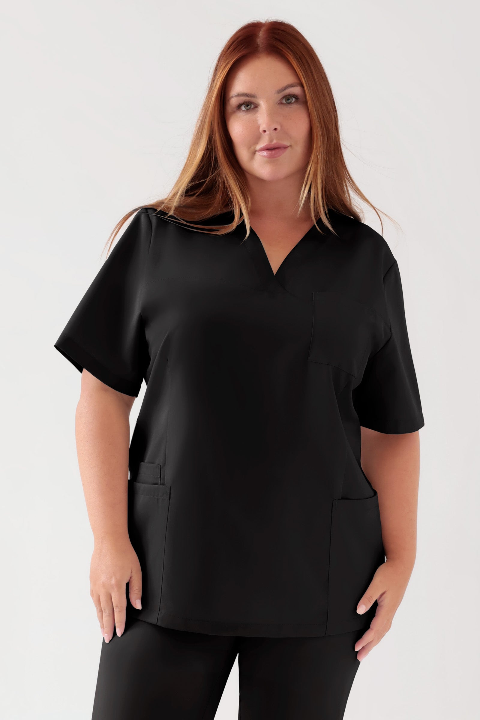 TENCEL™ Schlupfkasack Damen - V-Ausschnitt schwarz, Vue de face