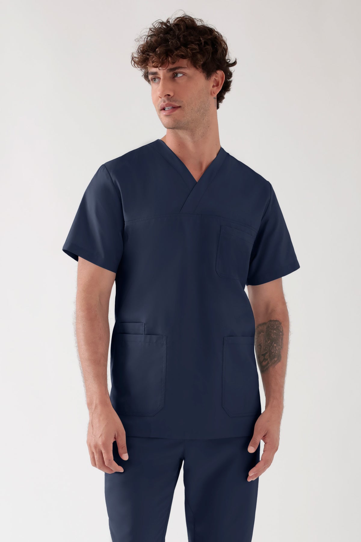 TENCEL™ Schlupfkasack Herren - V-Ausschnitt navy, Vue de face