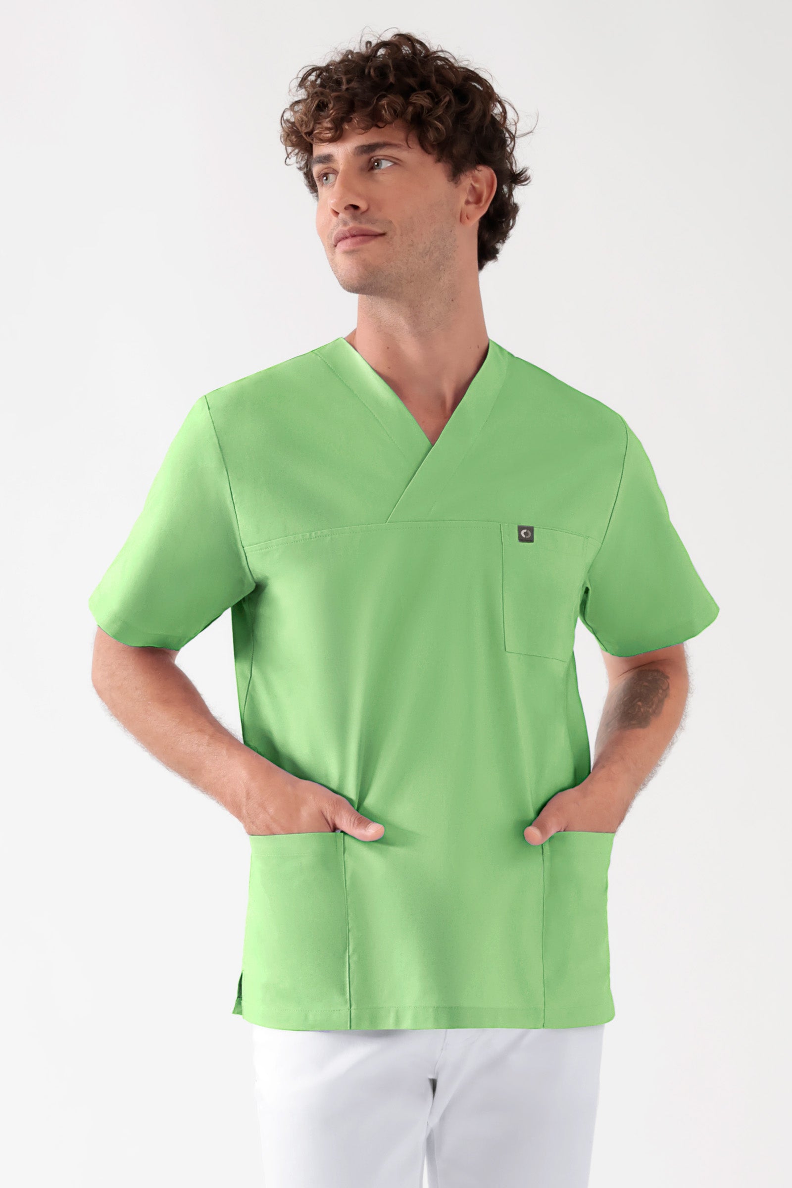 Baumwolle Schlupfkasack Unisex - Doppelpack apfelgrün, Vue de face