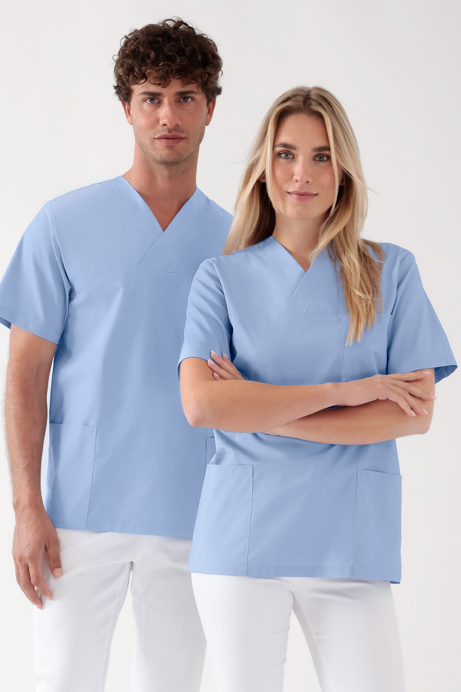 Baumwolle Schlupfkasack Unisex - Doppelpack light blue, Vue de face