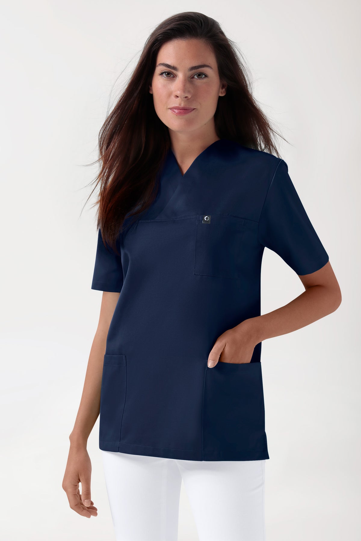 GREEN Stretch Schlupfkasack Unisex - V-Ausschnitt navy, Vue de face