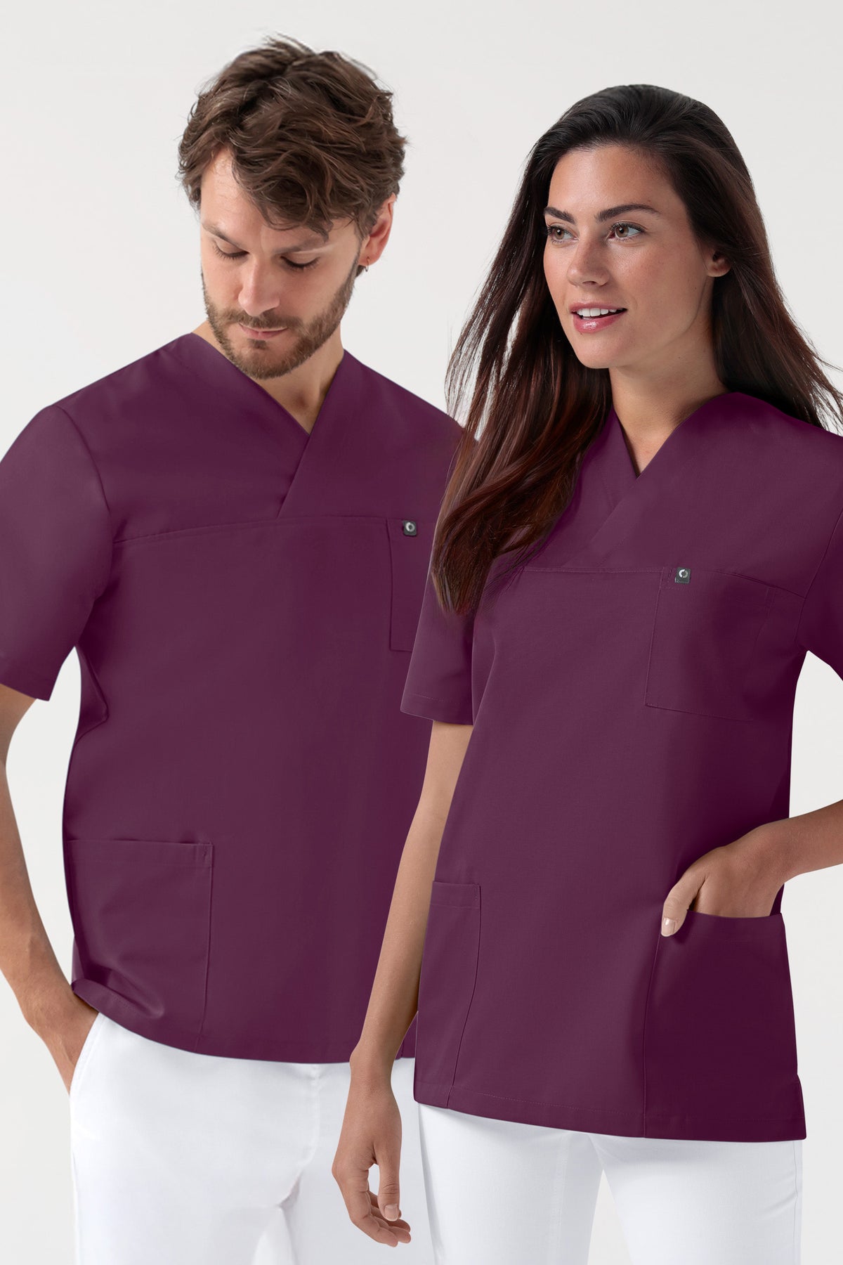 GREEN Stretch Schlupfkasack Unisex - V-Ausschnitt pflaume