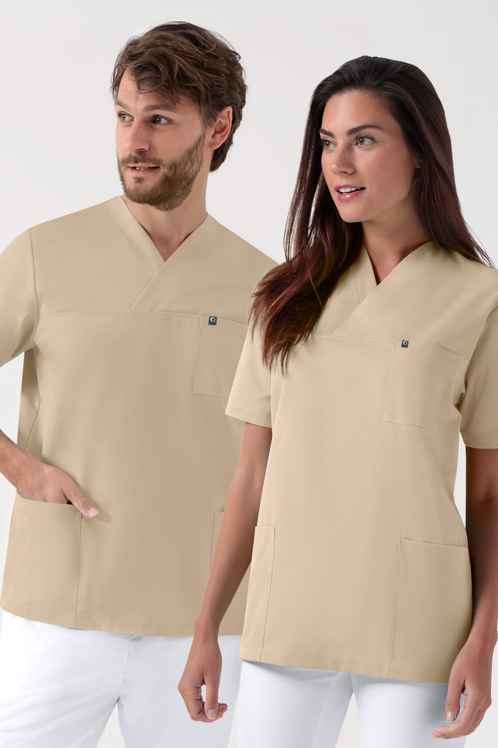 GREEN Stretch Schlupfkasack Unisex - V-Ausschnitt sand